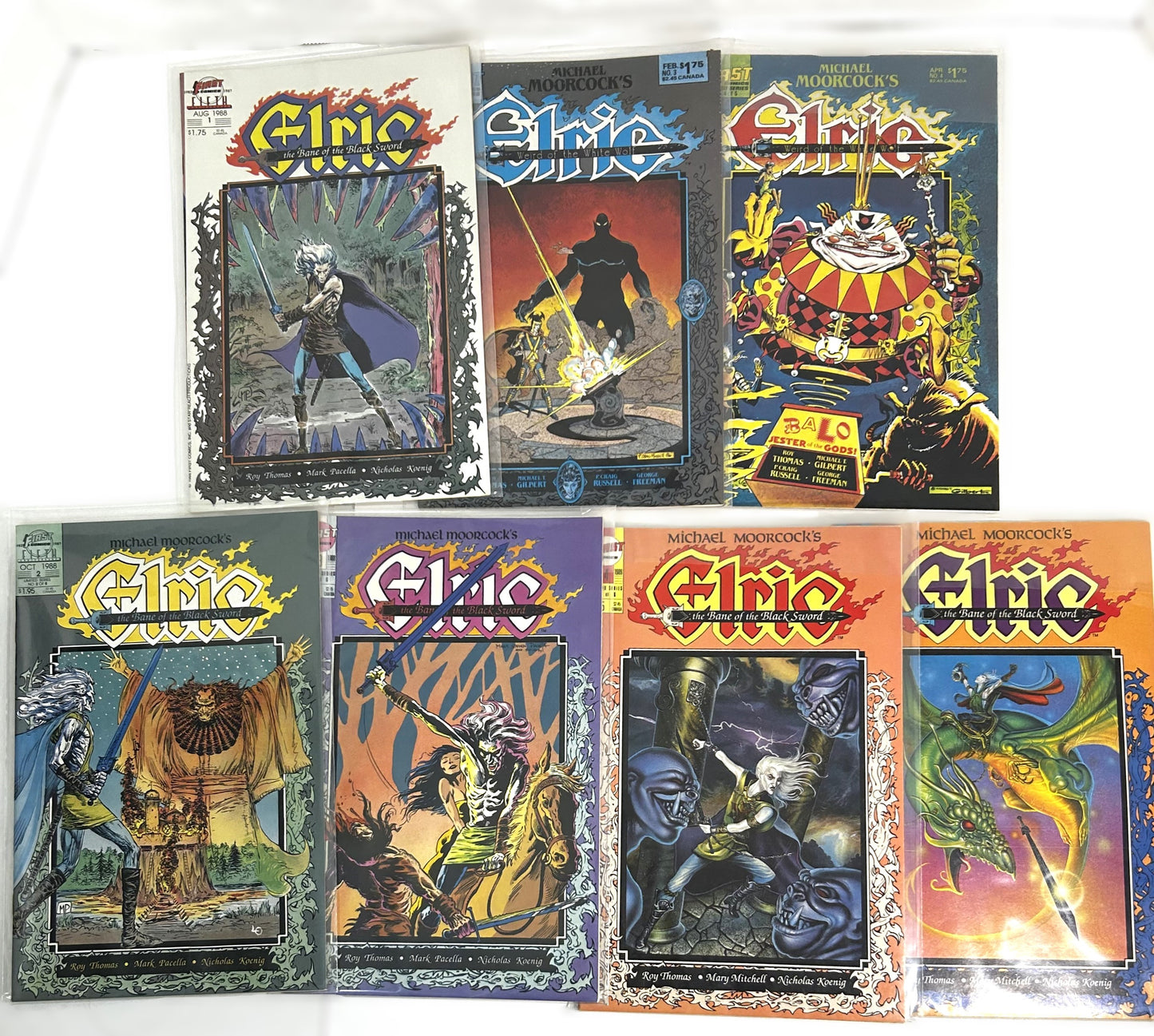 Set of 7 Michael Moorecock's Elric circa 1980s Softcover Comics