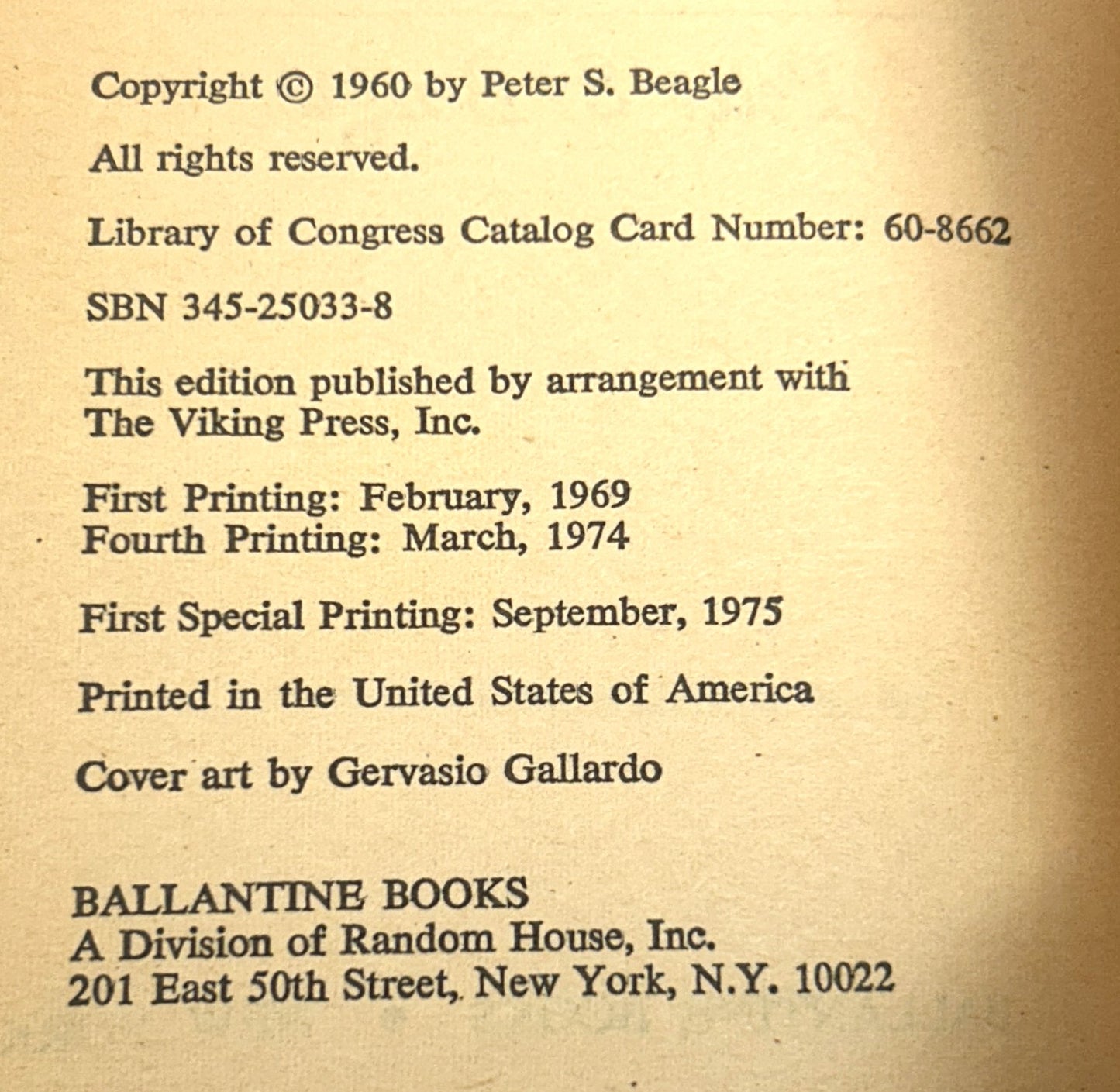 A Fine and Private Place by Peter S. Beagle 1975 4th Printing