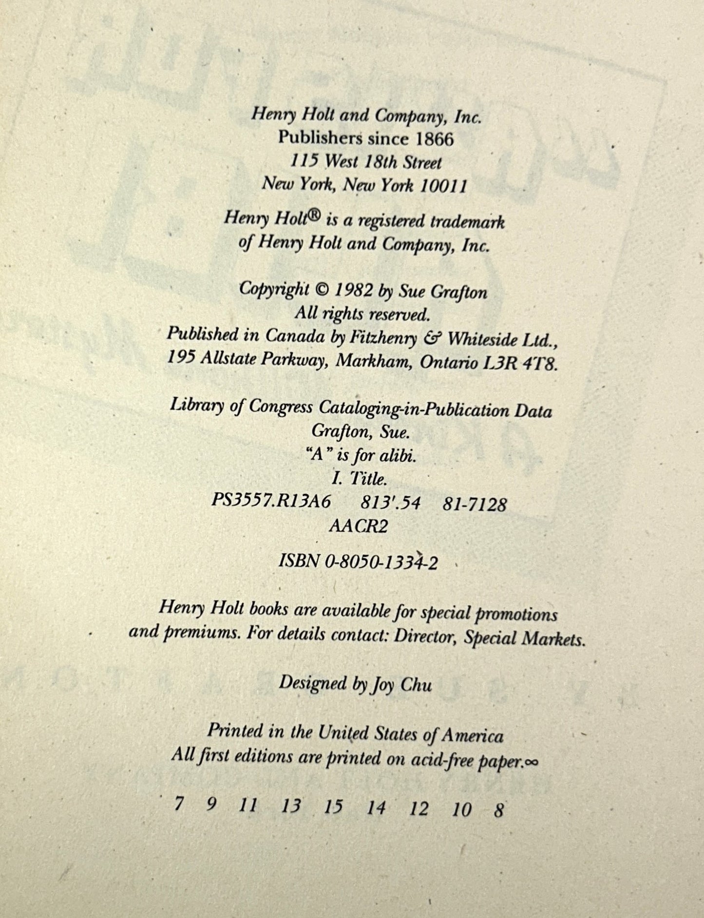 Set of 4 Kinsey Millhone Mysteries by Sue Grafton 1982-1987
