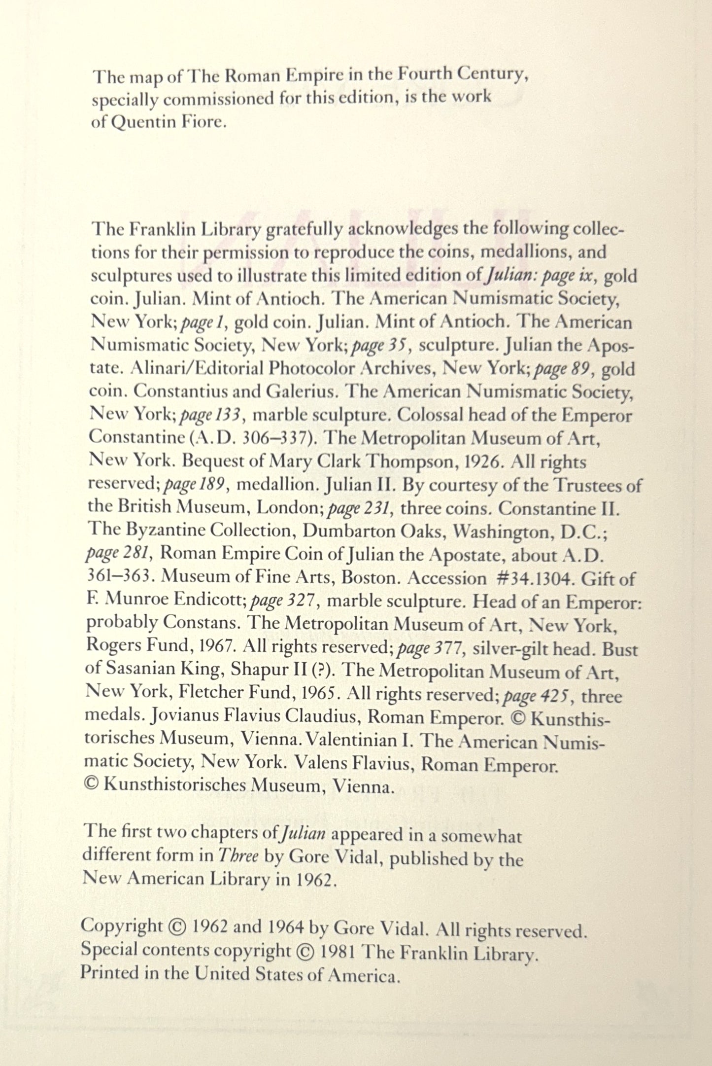 Franklin Library: Julian by Gore Vidal 1981 SIGNED Limited Edition