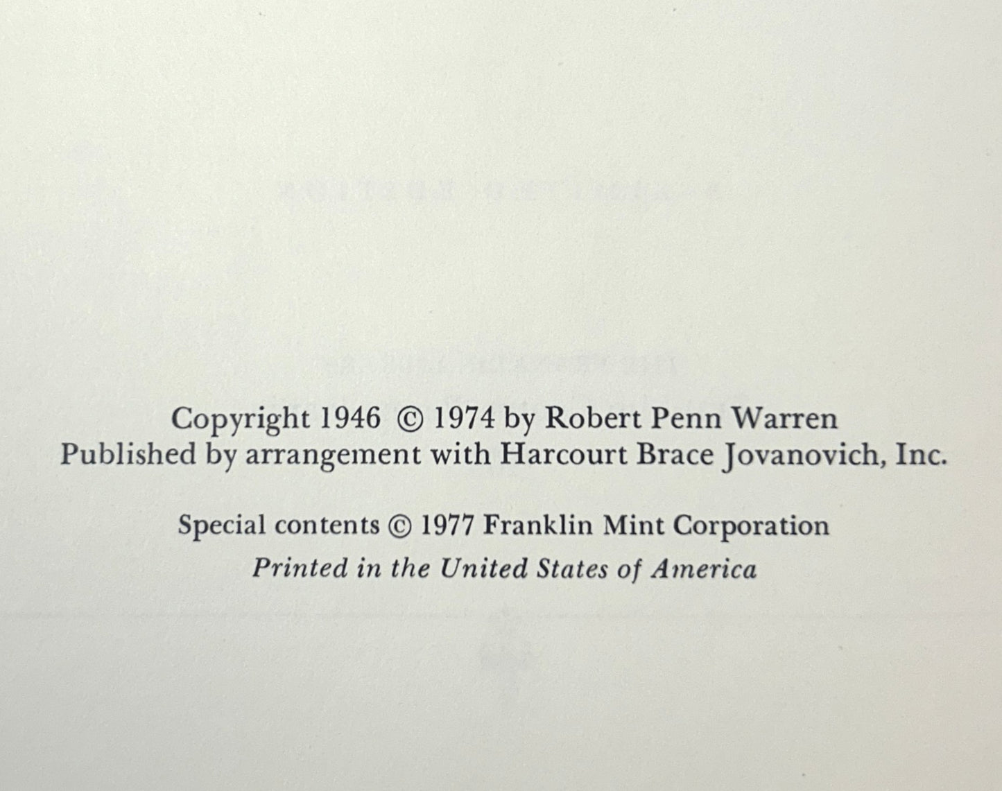 Franklin Library: All the King's Men by Robert Penn Warren 1977 SIGNED 1st Edition
