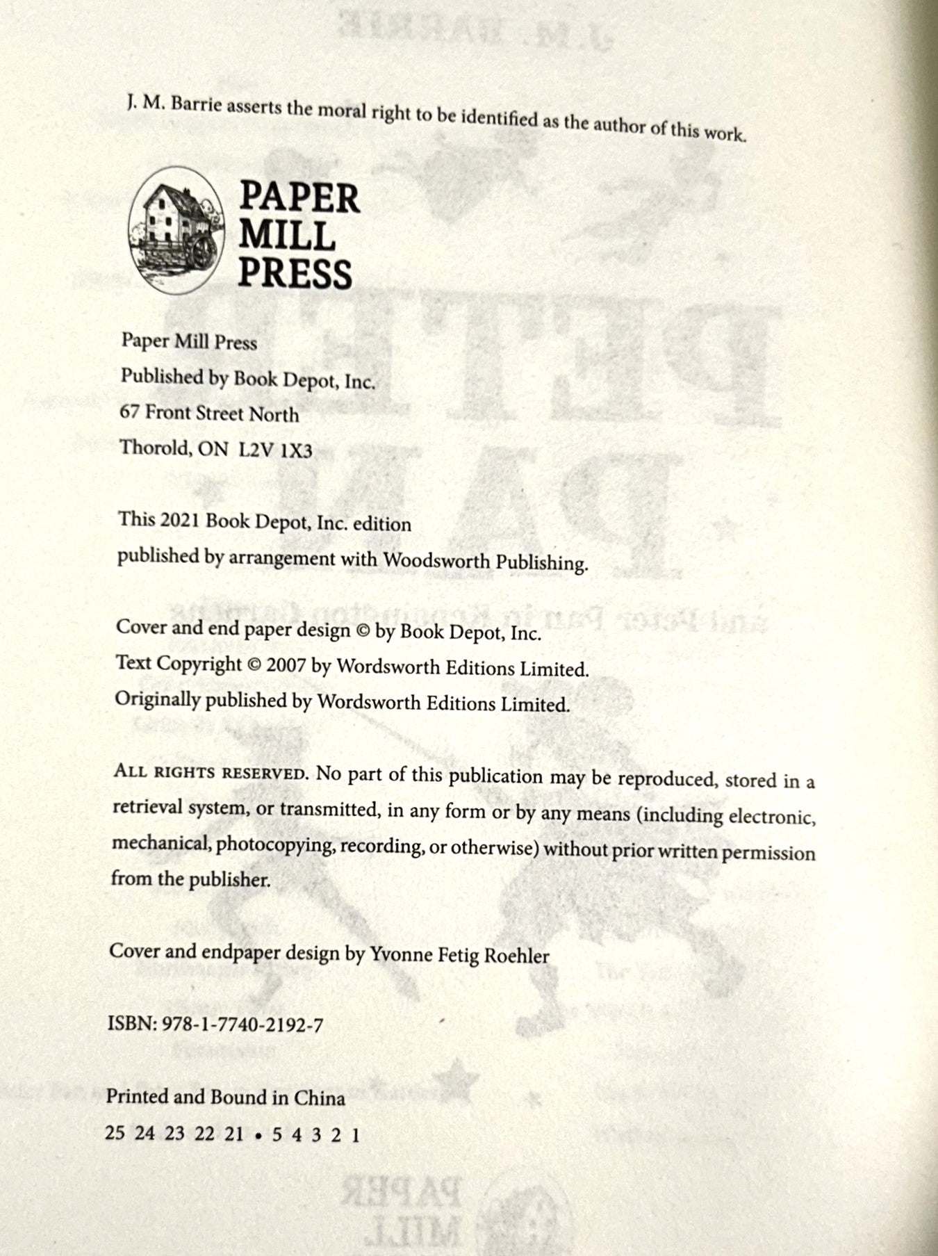 Paper Mill Press: Peter Pan and Peter Pan in Kensington Gardens by JM Barrie 2021