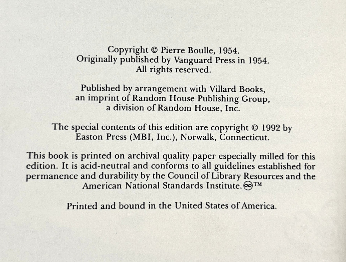 Easton Press: The Bridge Over the River Kwai by Pierre Boulle 1992