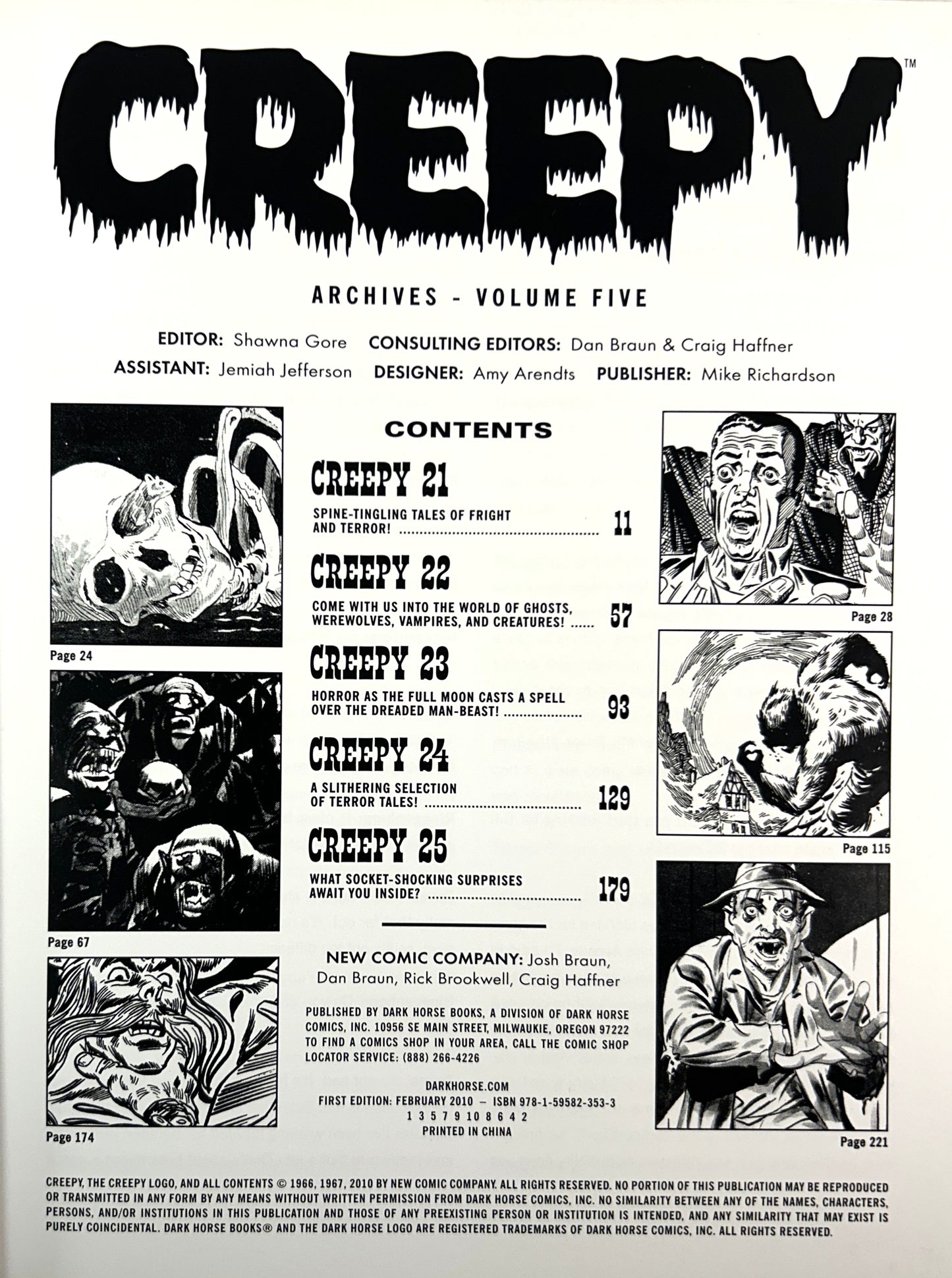 Set of 2 EERIE + 4 CREEPY Dark Horse Archives 2008-2010