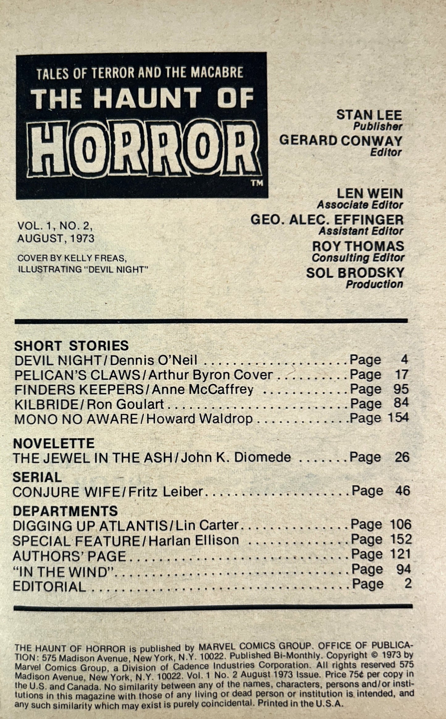 Set of 2 The Haunt of Horror Magazines June + August 1973