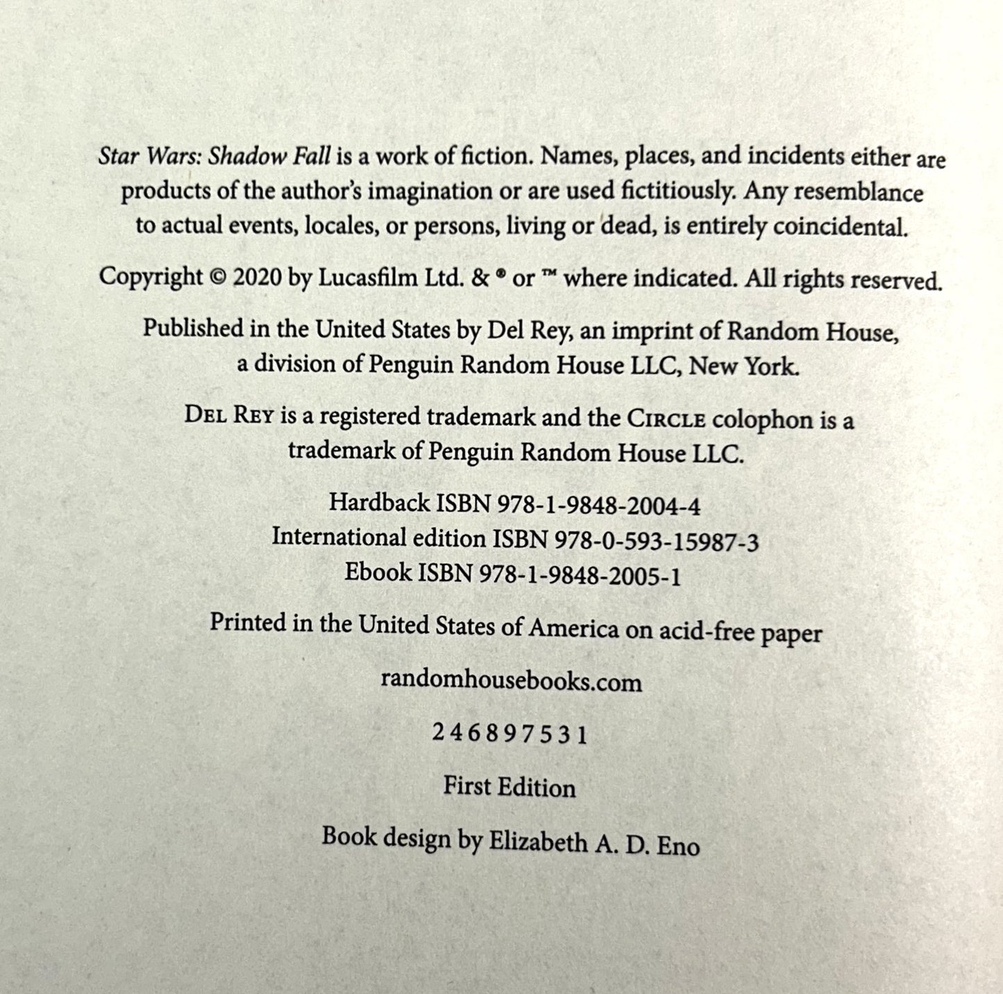 Star Wars Shadow Fall: an Alphabet Squadron Novel by Alexander Freed 2020