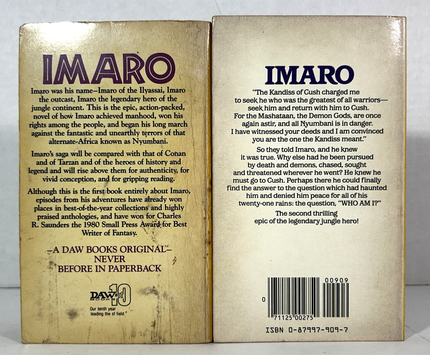 Set of 2 IMARO by Charles R. Saunders 1981-1984 1st Printings