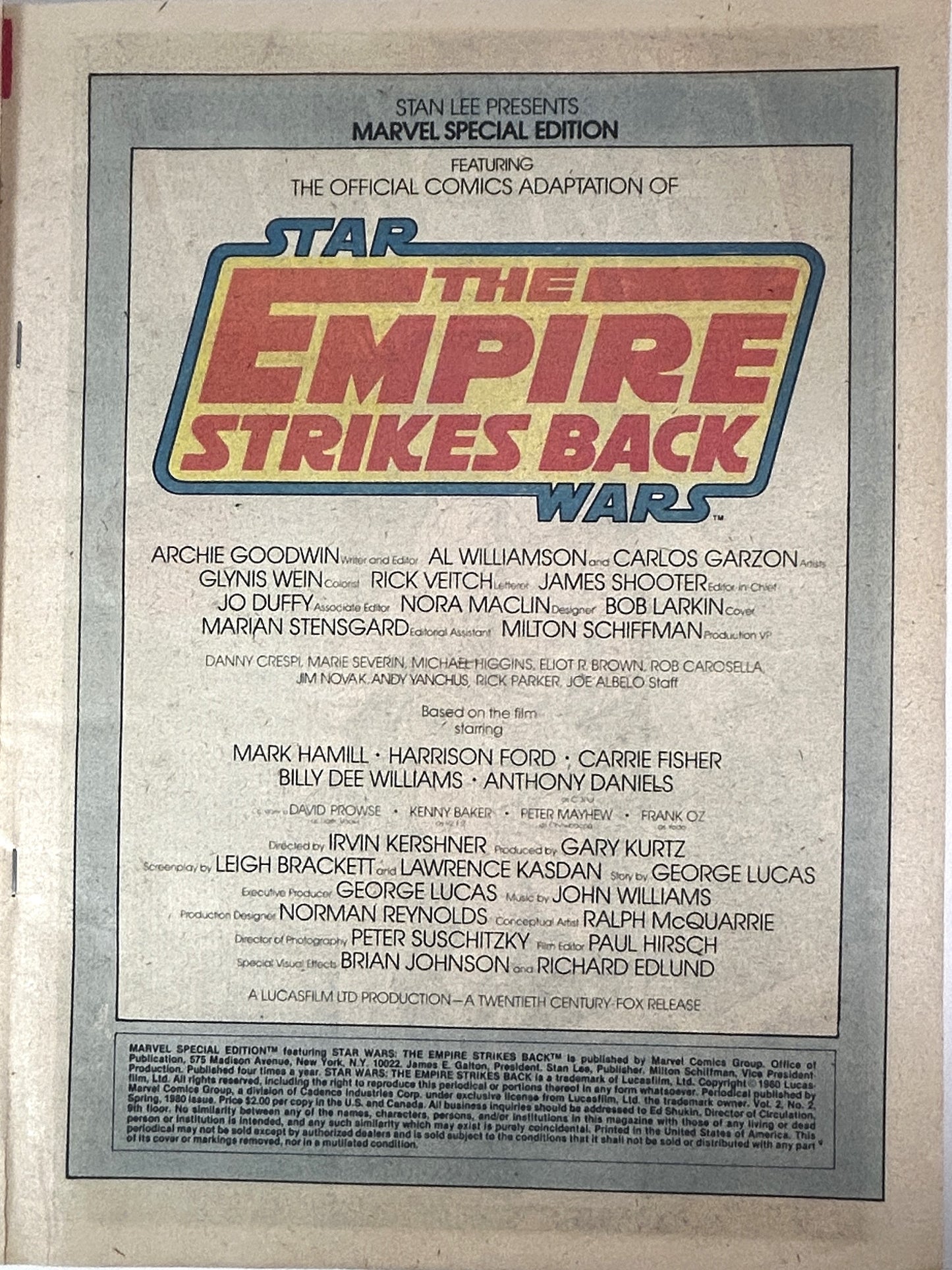 Star Wars: The Empire Strikes Back 1980 Marvel Special Edition