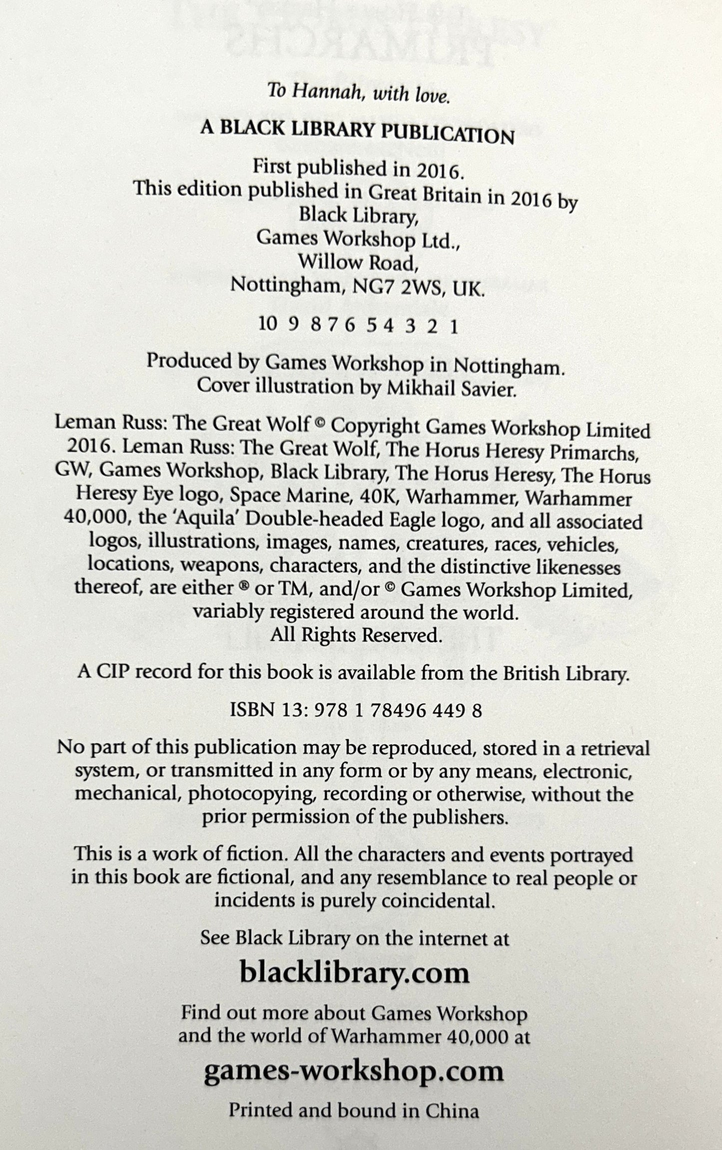 Warhammer 40000: Leman Russ the Great Wolf (Horus Heresy: Primarchs) by Chris Wraight 2016