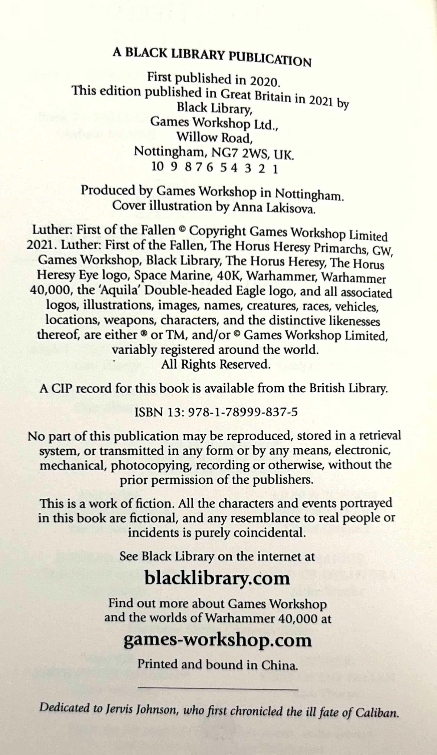 Warhammer 40000: Luther First of the Fallen(Horus Heresy) by Gay Thorpe 2021