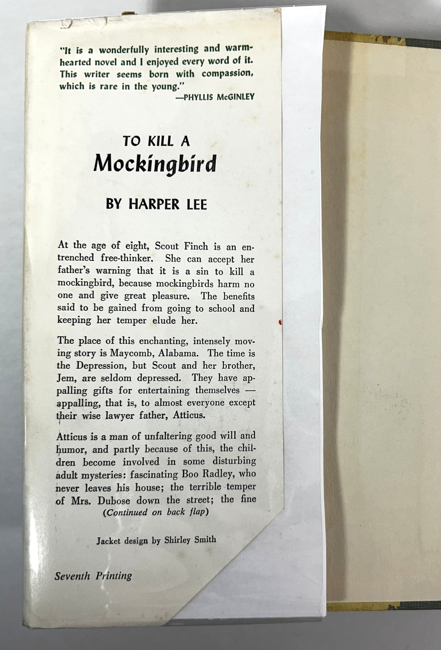 To Kill a Mockingbird by Harper Lee 1960 26th Impression/7th Print Jacket