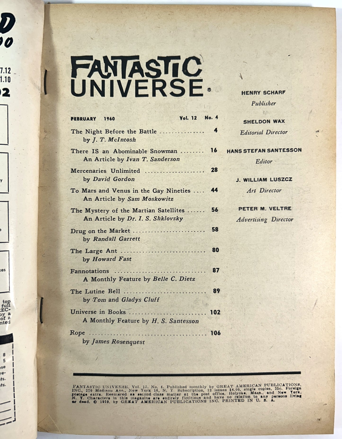 Fantastic Universe Vol. 12 No. 4 February 1960