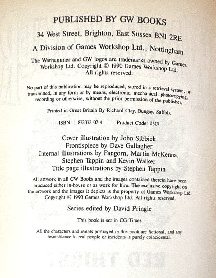 Warhammer: Red Thirst by David Pringle 1990