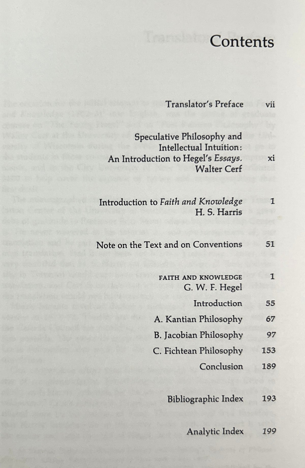 Hegel: Faith & Knowledge edited by Walter Cerf & HS Harris Later Printing