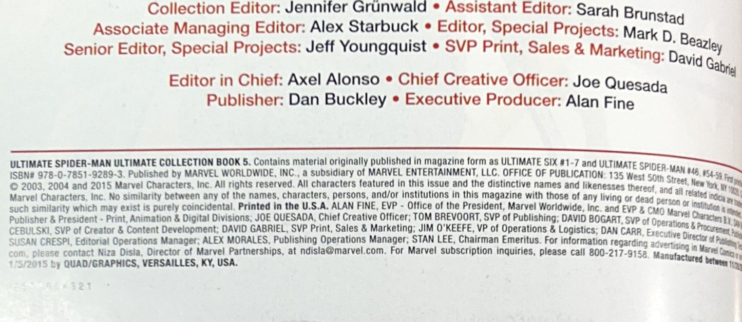 Set of 5 Marvel Ultimate Spider-Man by Bendis & Bagley 2015-2018 Ultimate Collection