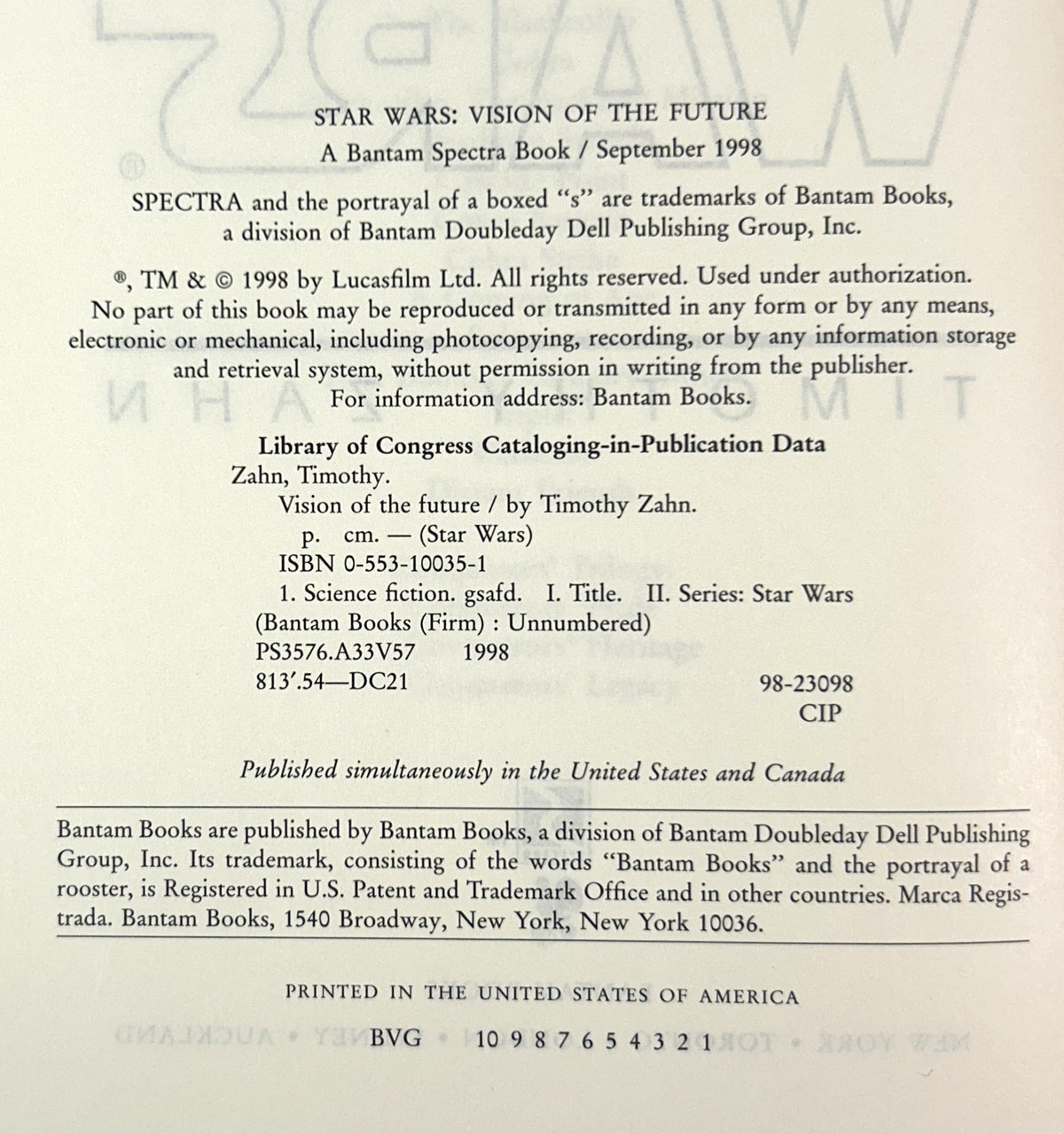 Set of 2 Star Wars: Specter of the Past + Visions of the Future by Timothy Zahn 1997-1998 1st Editions