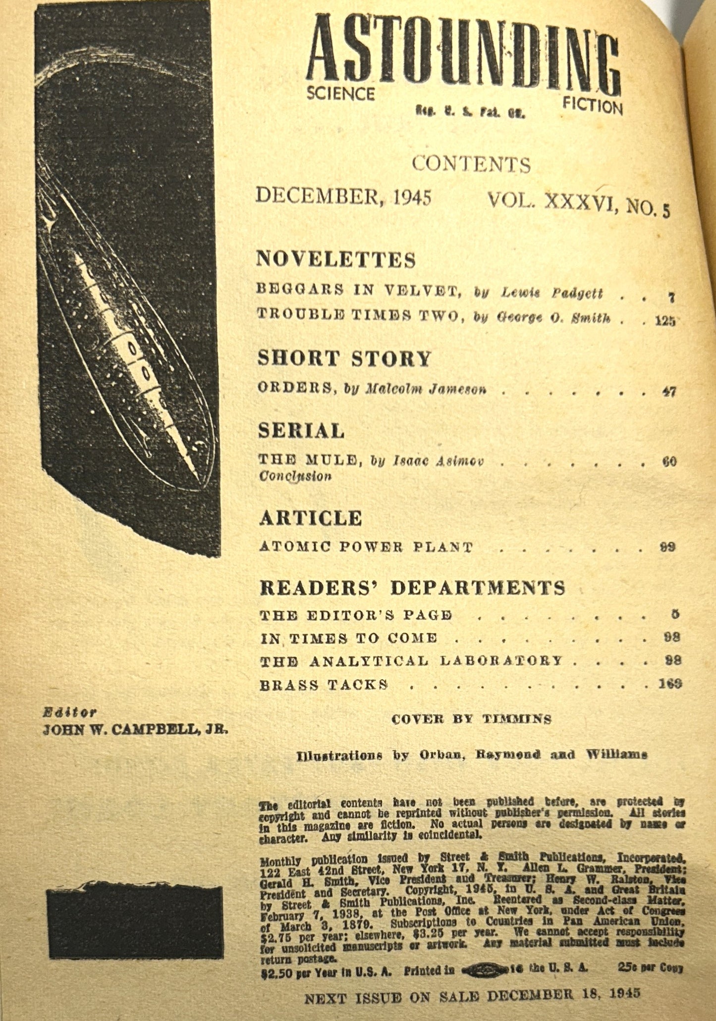 Set of 2 Astounding Science Fiction November-December 1945
