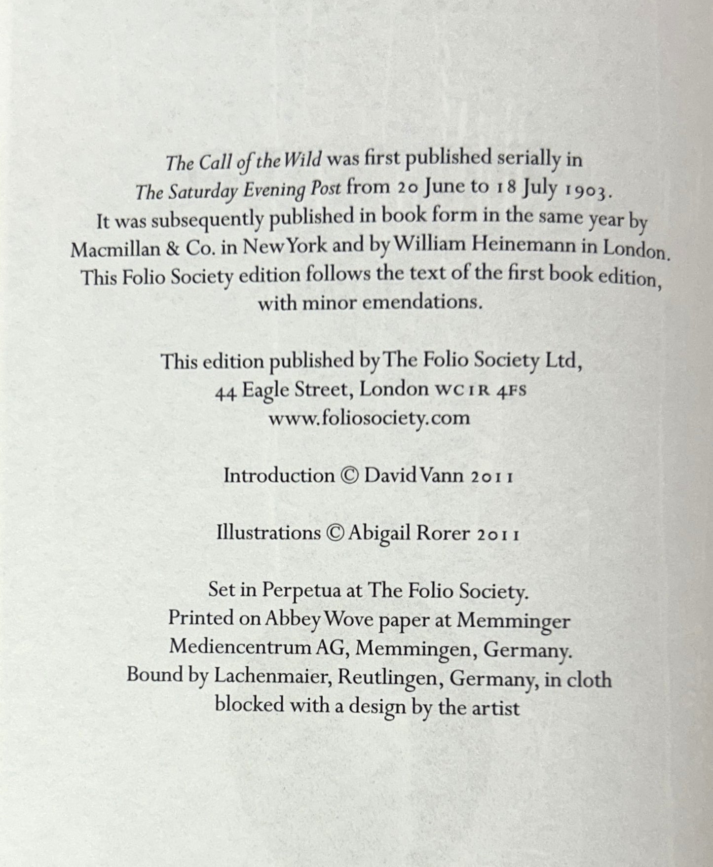 Folio Society: The Call of the Wild by Jack London 2011