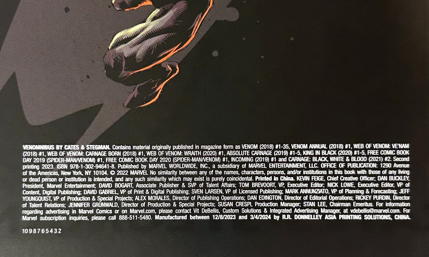 Marvel: Venom Omnibus by Donny Cates 2023 2nd Printing