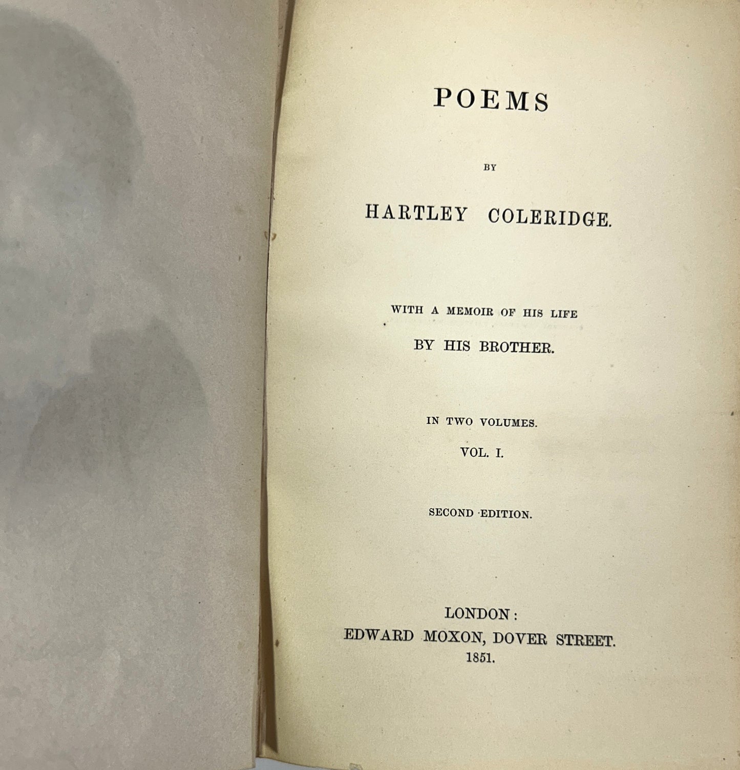 Set of 2 Poems by Hartley Coleridge 1851 2nd Edition