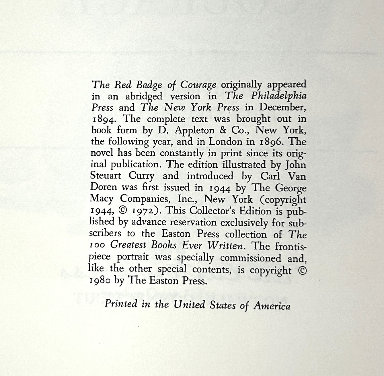 Easton Press: The Red Badge of Courage by Stephen Crane 1980