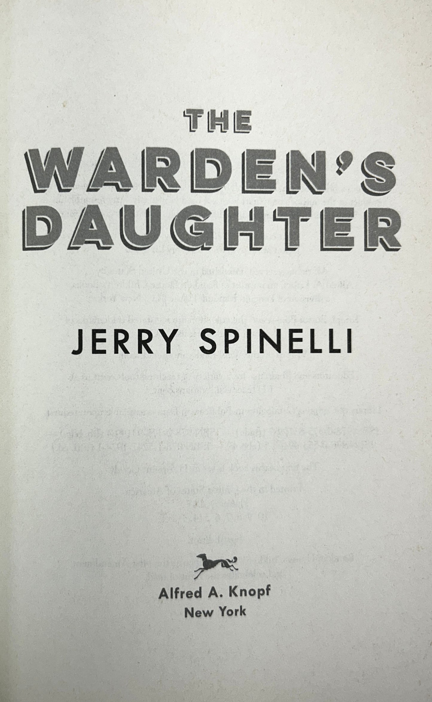 The Warden's Daughter by Jerry Spinelli 2017 SIGNED