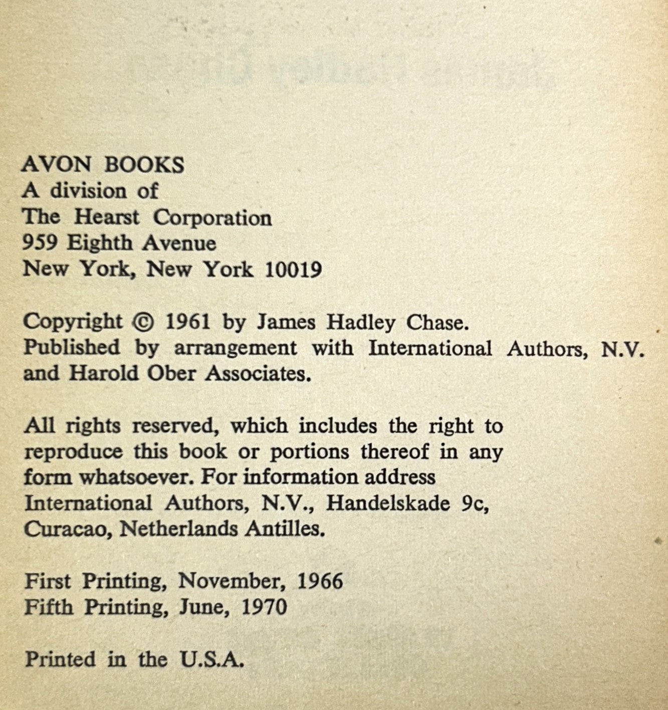 Avon Classic Crime Collection: No Orchids for Miss Blandish by James Hadley Chase 1961