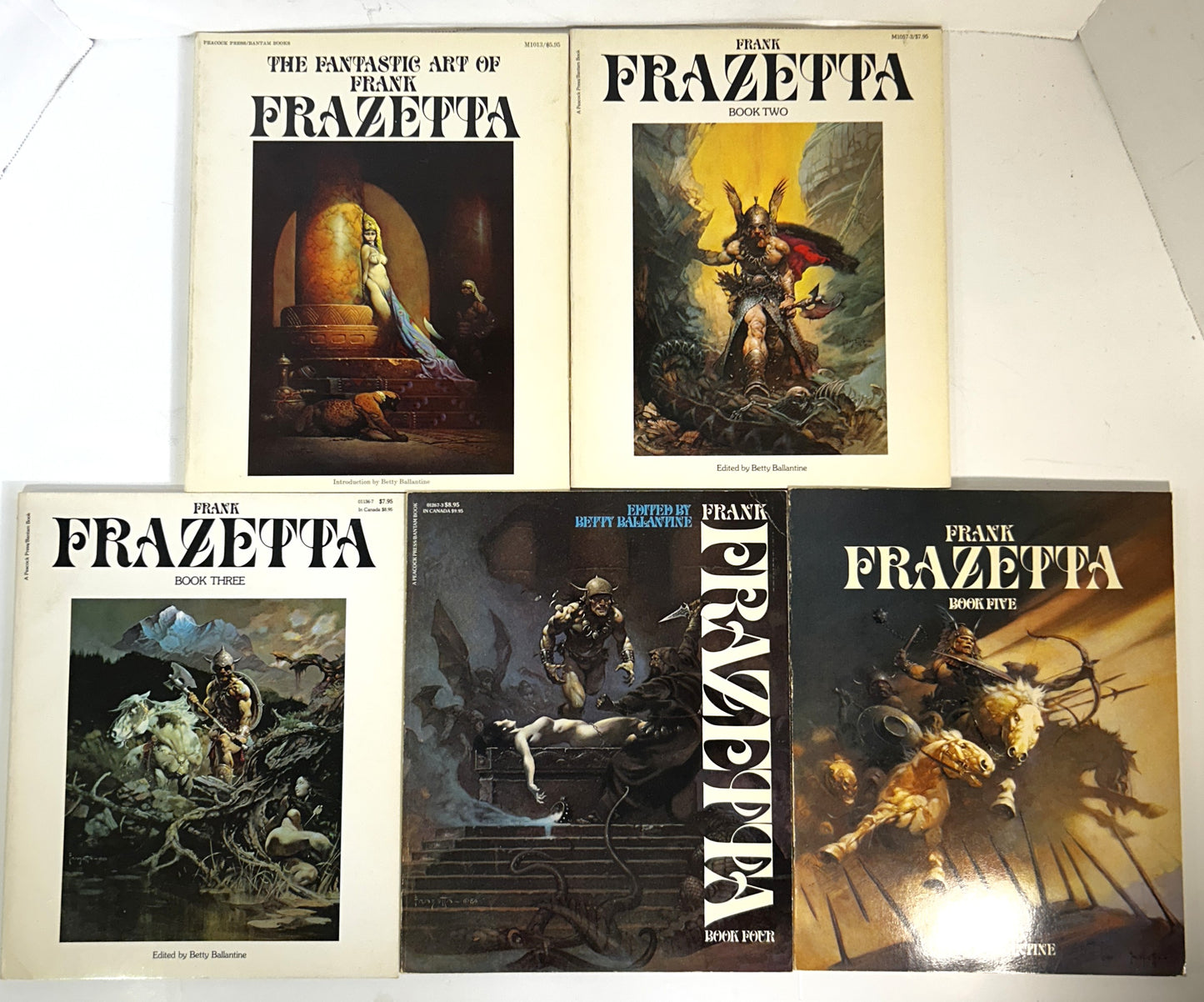 Set of 5 Frank Frazetta edited by Betty Ballantine 1975-1985