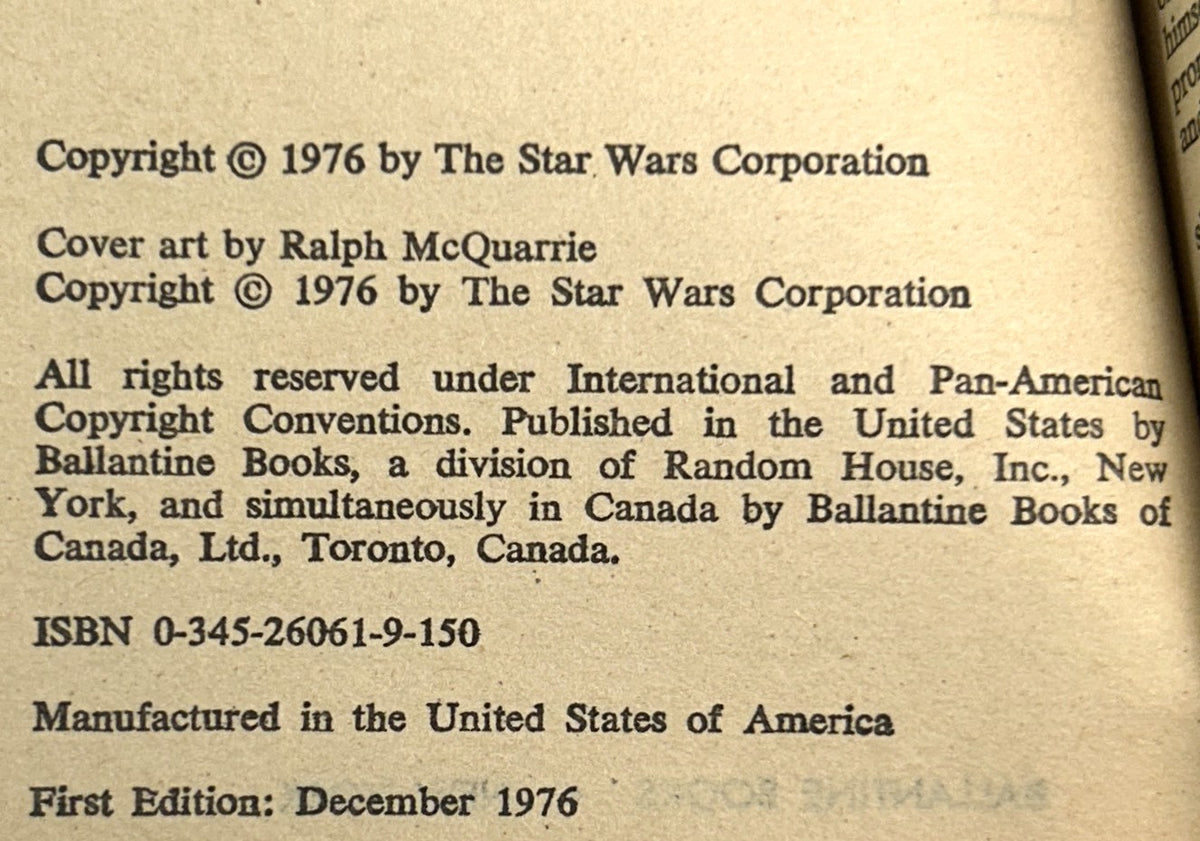 STAR WARS: From The Adventures Of Luke Skywalker by George Lucas 1976 1st Print