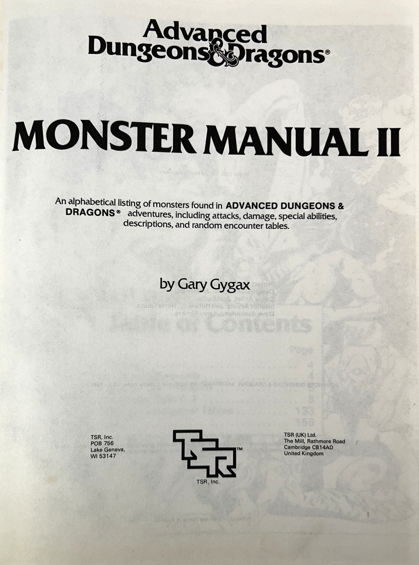 Official Advanced Dungeons & Dragons: Monster Manual II by Gary Gyax 1983