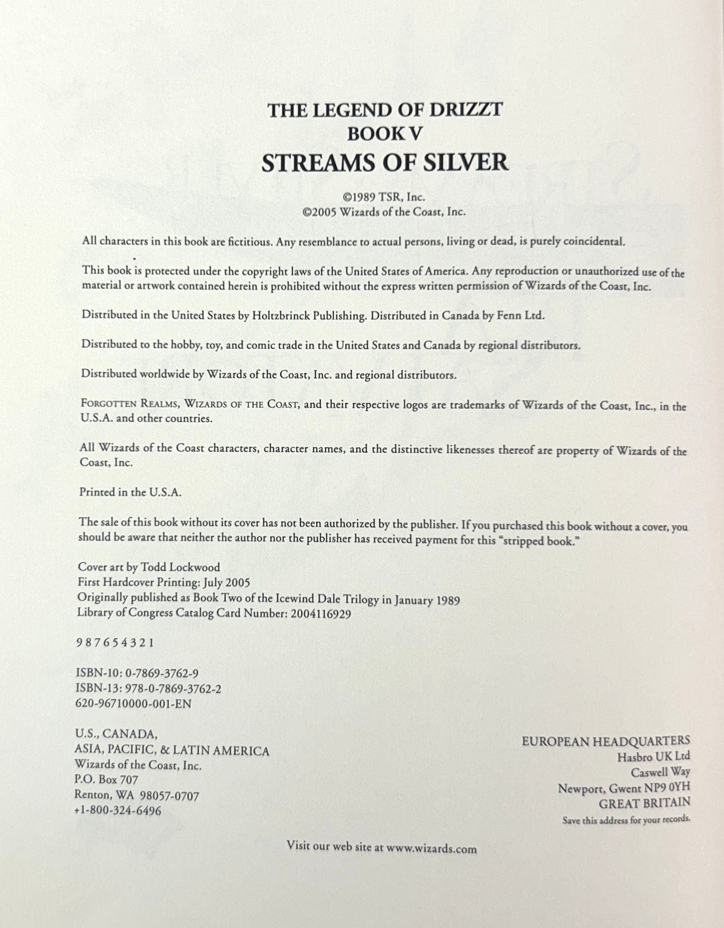 Forgotten Realms: Streams of Silver (Legend of Drizzt #5) by RA Salvatore 2005 SIGNED 1st Ed