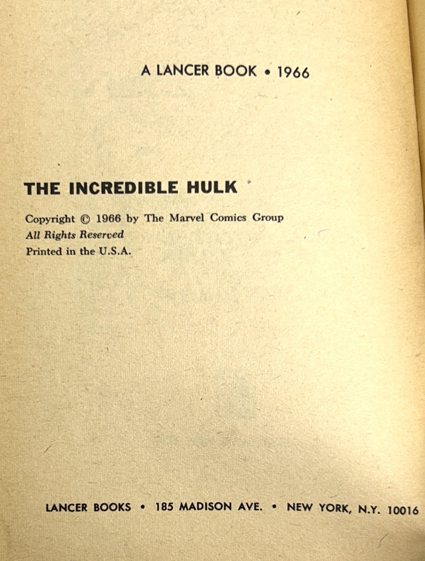 The Incredible Hulk (Collector's Album) 1966 Lancer Books