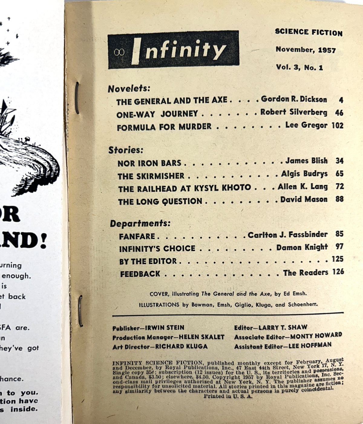 Infinity Science Fiction Vol. 3 No. 1 November 1957