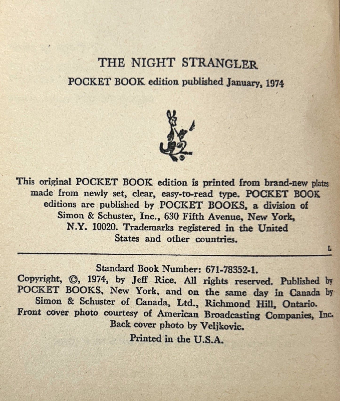 The Night Strangler by Jeff Rice 1974