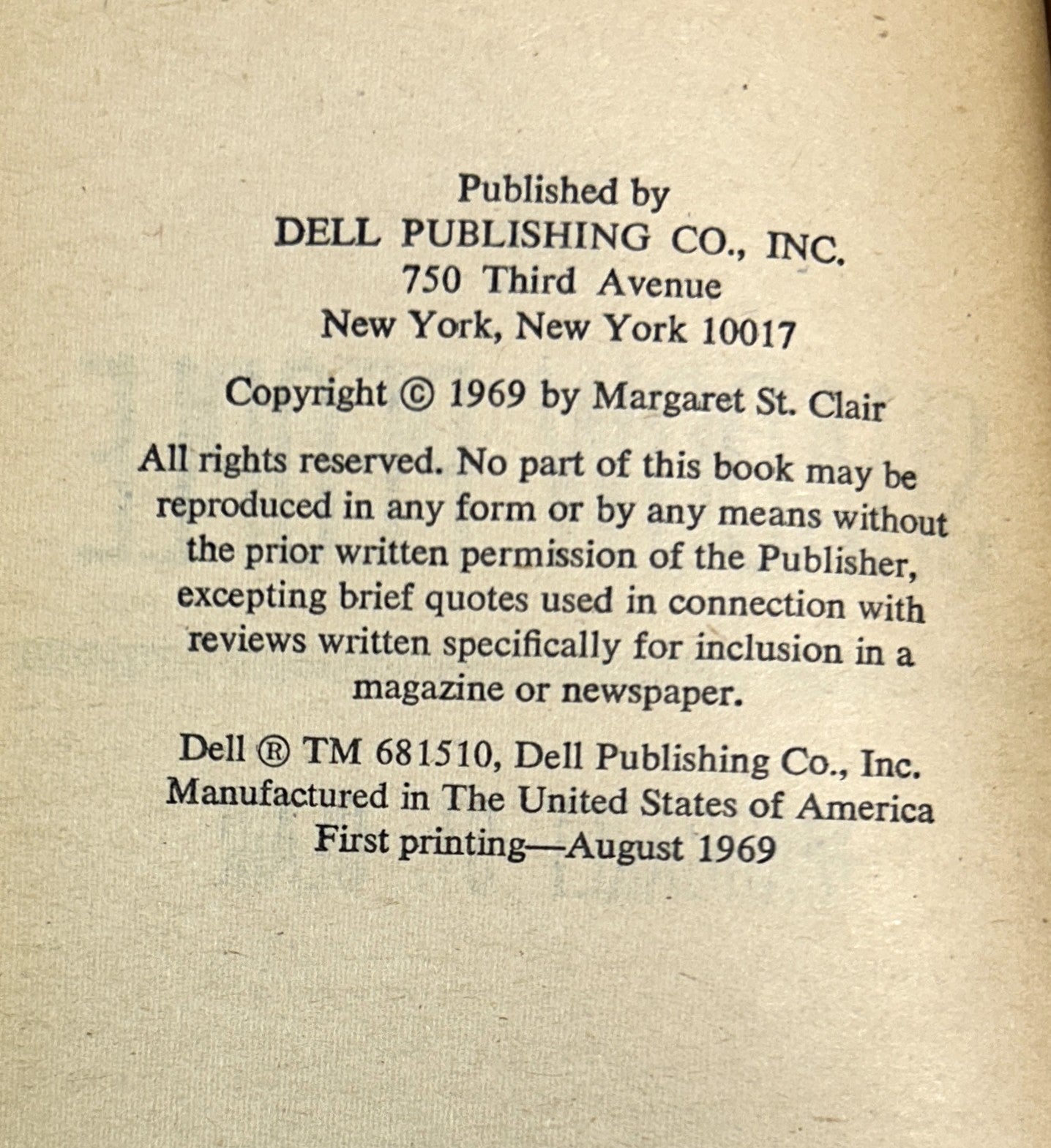 The Shadow People by Margaret St. Clair 1969 1st Printing