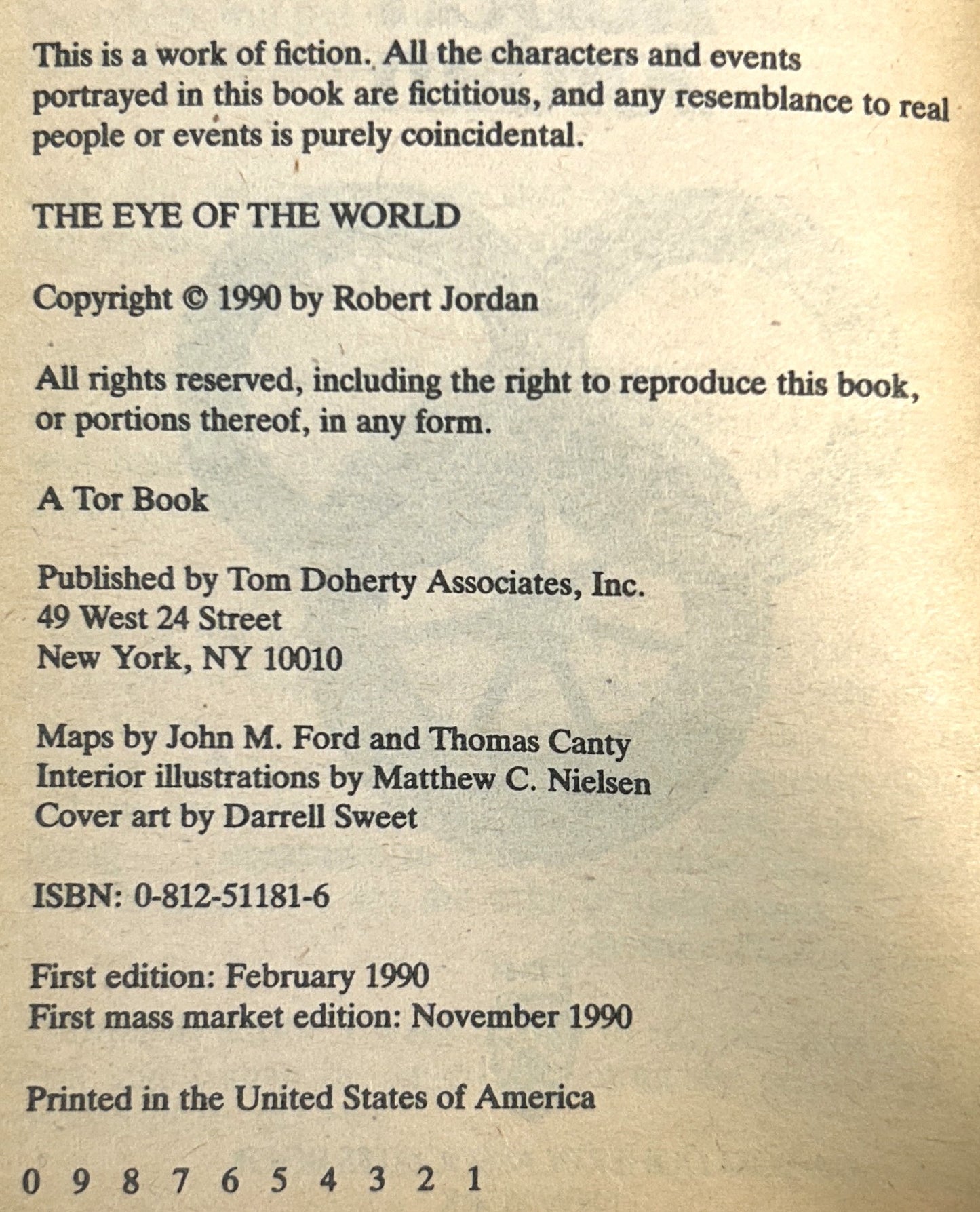 The Eye of the World (Wheel of Time #1) by Robert Jordan 1990 1st Printing Mass Market