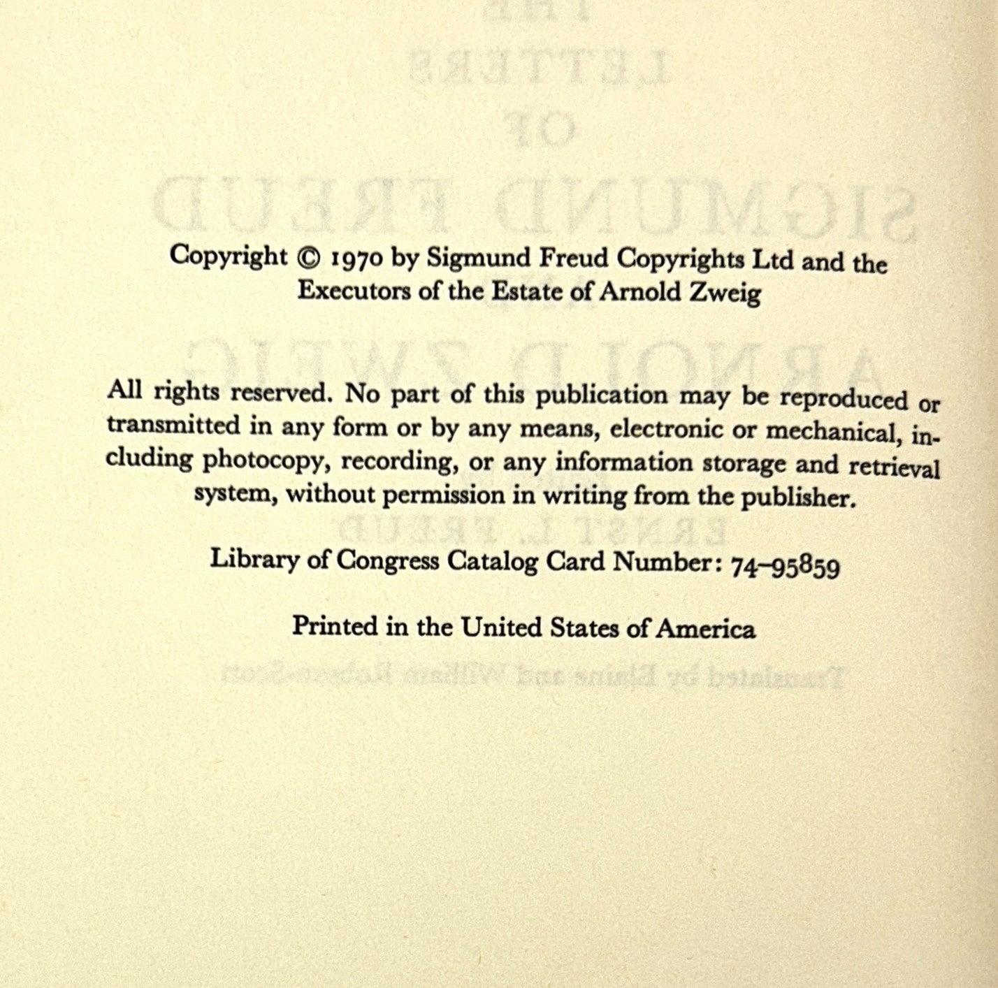 The Letters of Sigmund Freud and Arnold Zweig edited by Ernst L. Freud 1970