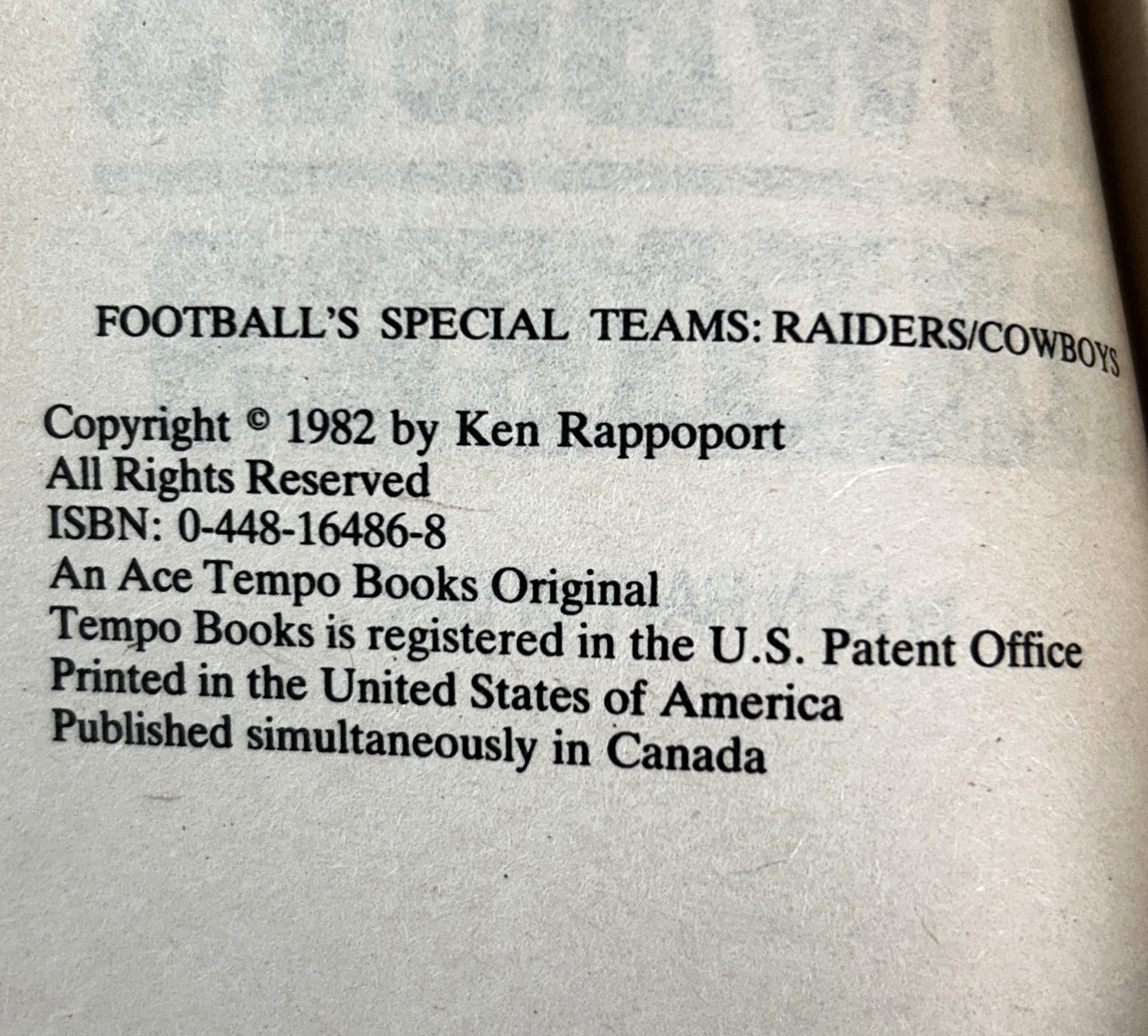 Super Sundays & Cowboys - Raiders by Ken Rappoport 1980-1982