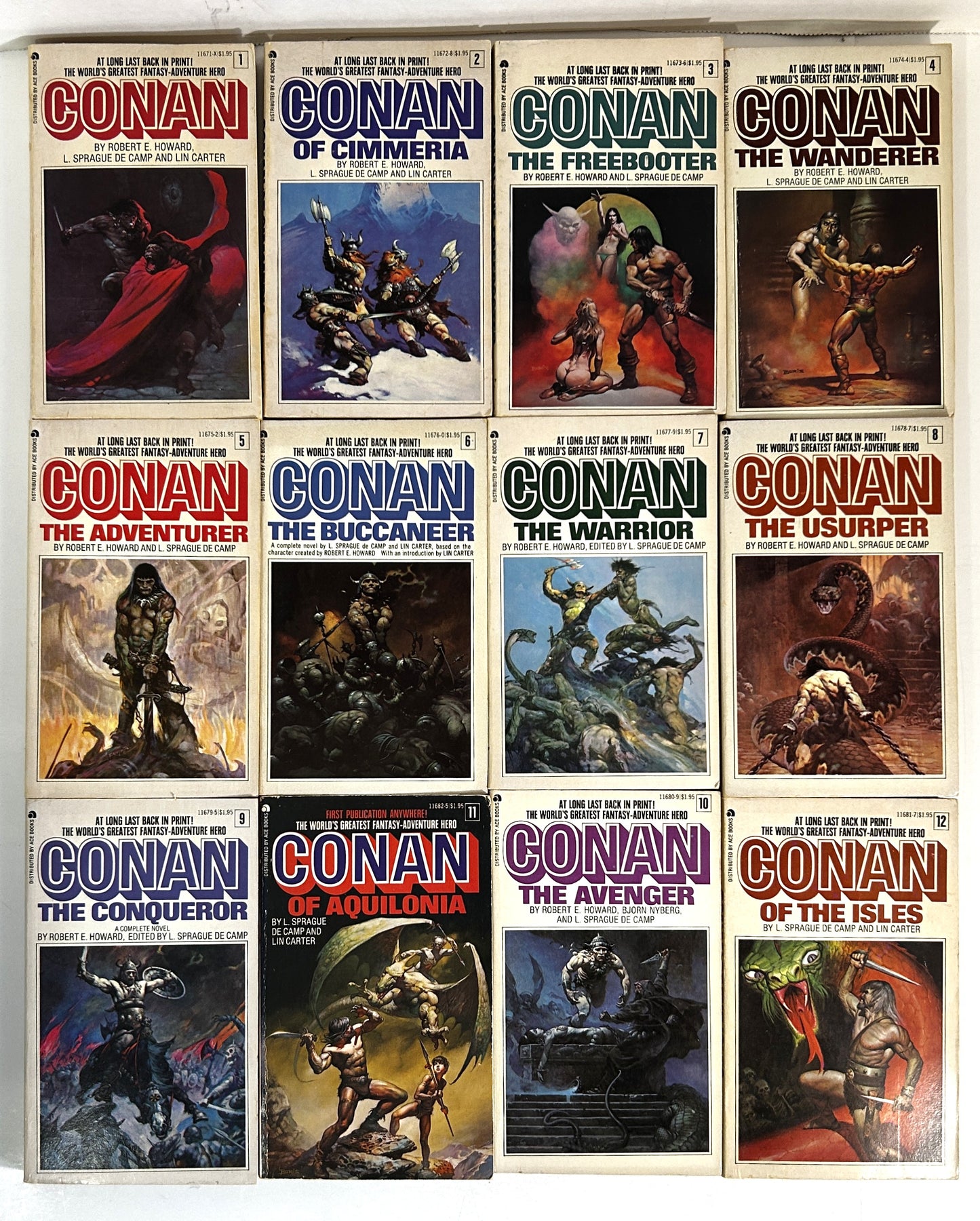 Set of 12 Conan by Robert E. Howard Lin Carter & L. Sprague de Camp c 1960s Ace Editions