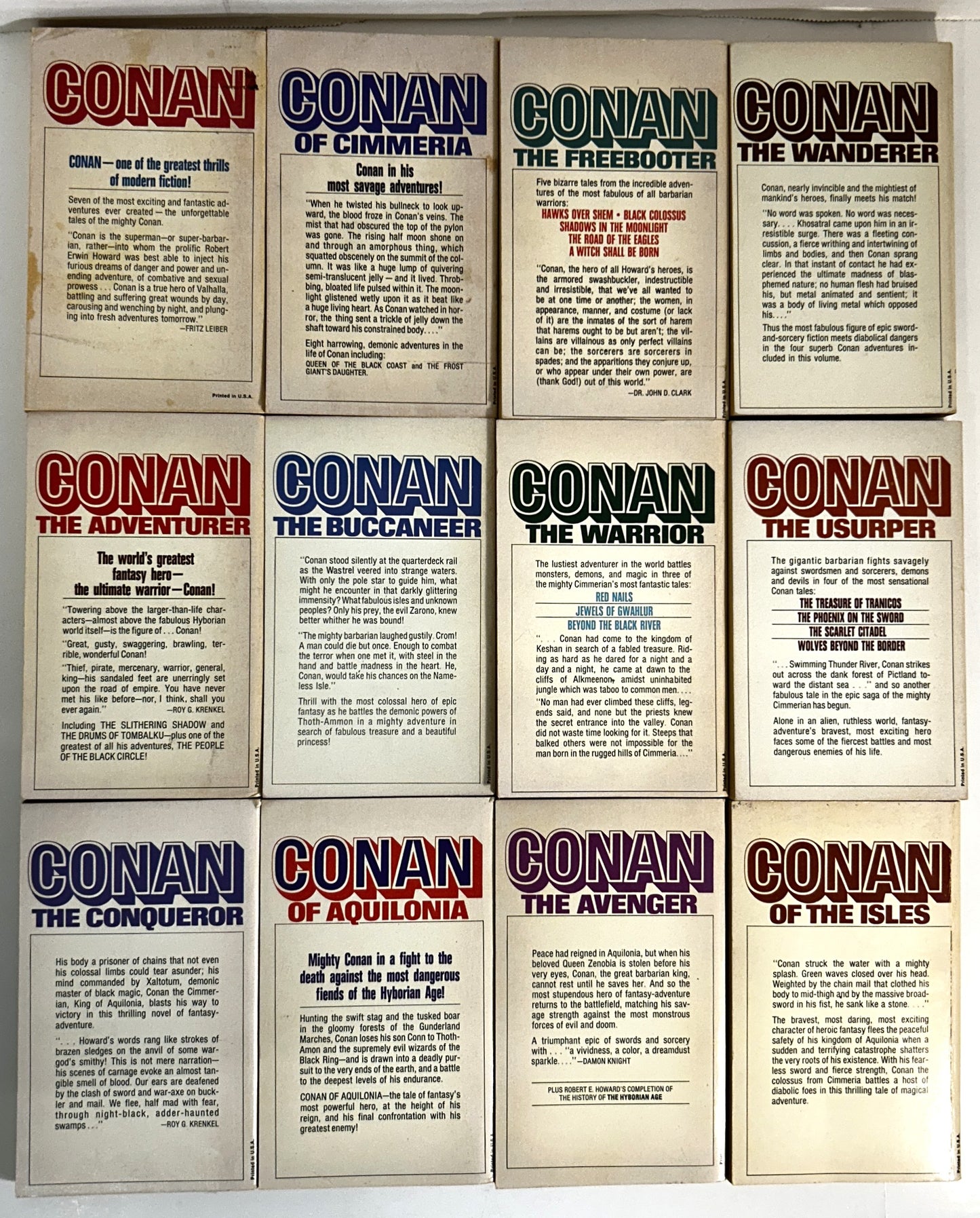 Set of 12 Conan by Robert E. Howard Lin Carter & L. Sprague de Camp c 1960s Ace Editions
