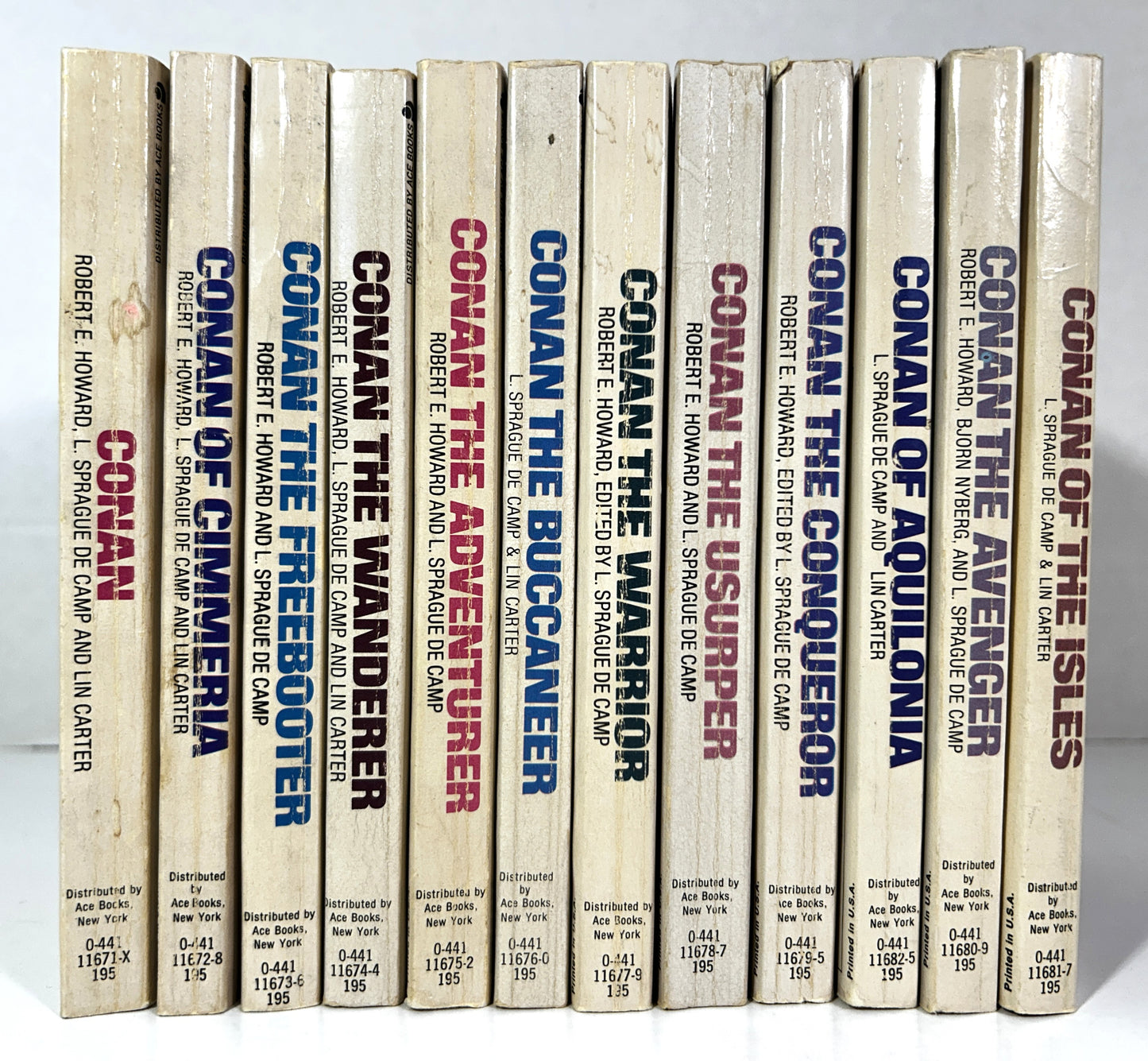 Set of 12 Conan by Robert E. Howard Lin Carter & L. Sprague de Camp c 1960s Ace Editions