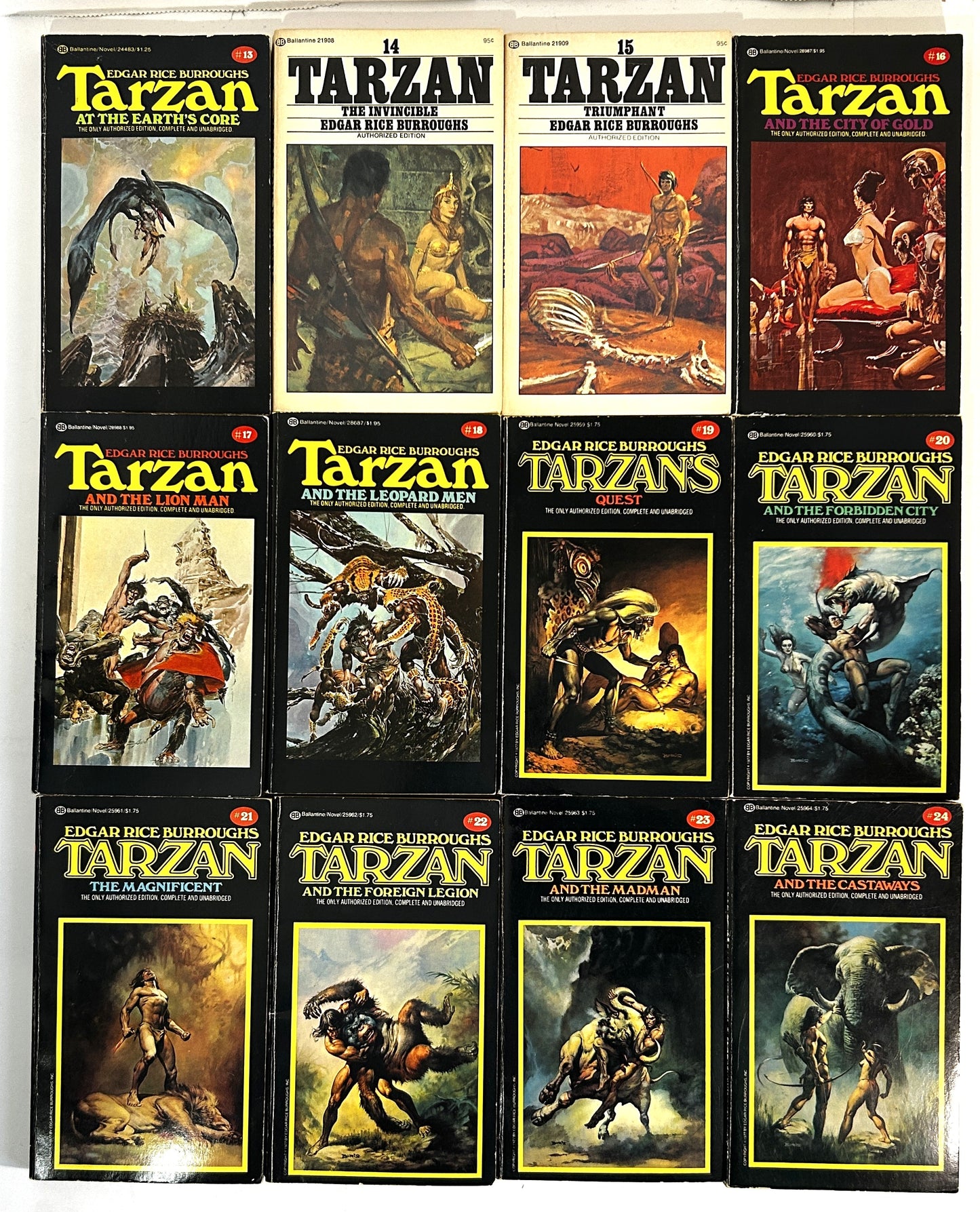 Complete Set of 24 Tarzan by Edgar Rice Burroughs c 1970s Boris Vallejo Covers