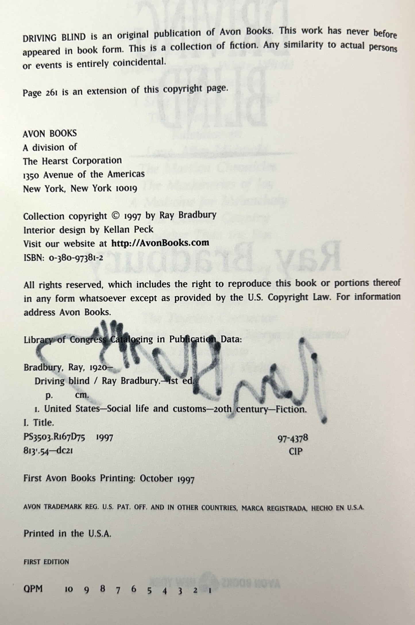 Driving Blind by Ray Bradbury 1997 SIGNED 1st Edition