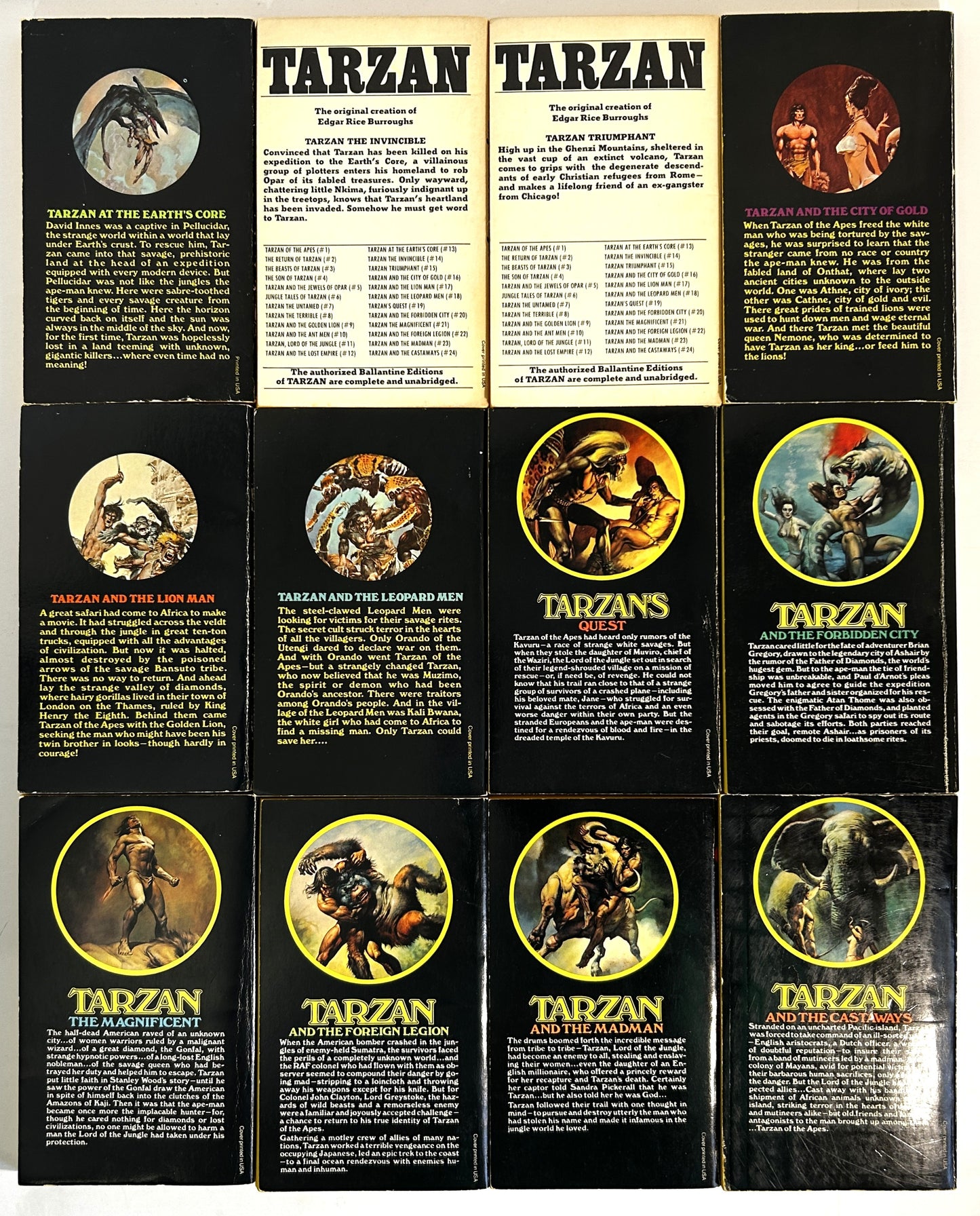 Complete Set of 24 Tarzan by Edgar Rice Burroughs c 1970s Boris Vallejo Covers