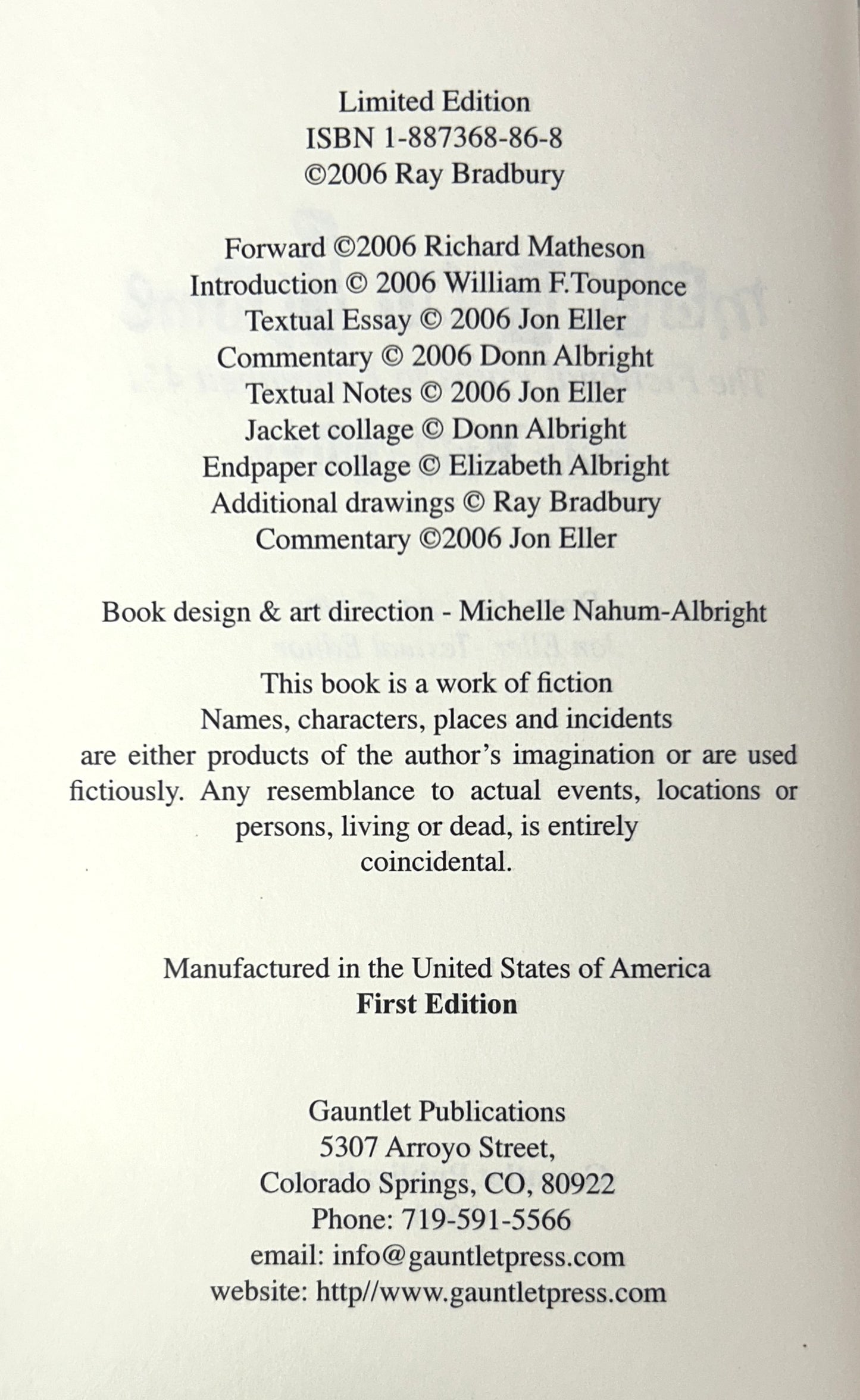 Match to Flame by Ray Bradbury 2006 SIGNED Ltd Edition Gauntlet Press