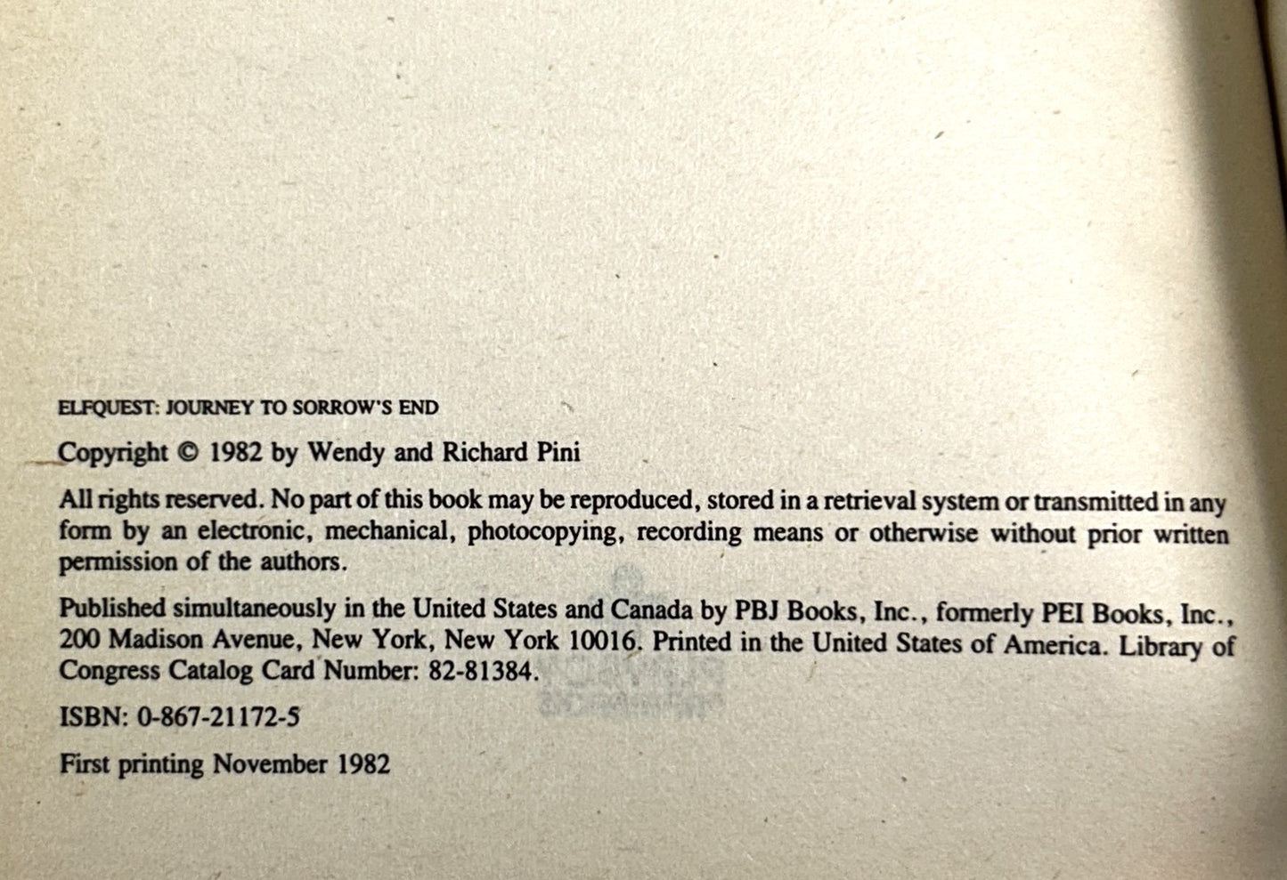 Elfquest the Novel by Wendy & Richard Pini 1982 Softcover