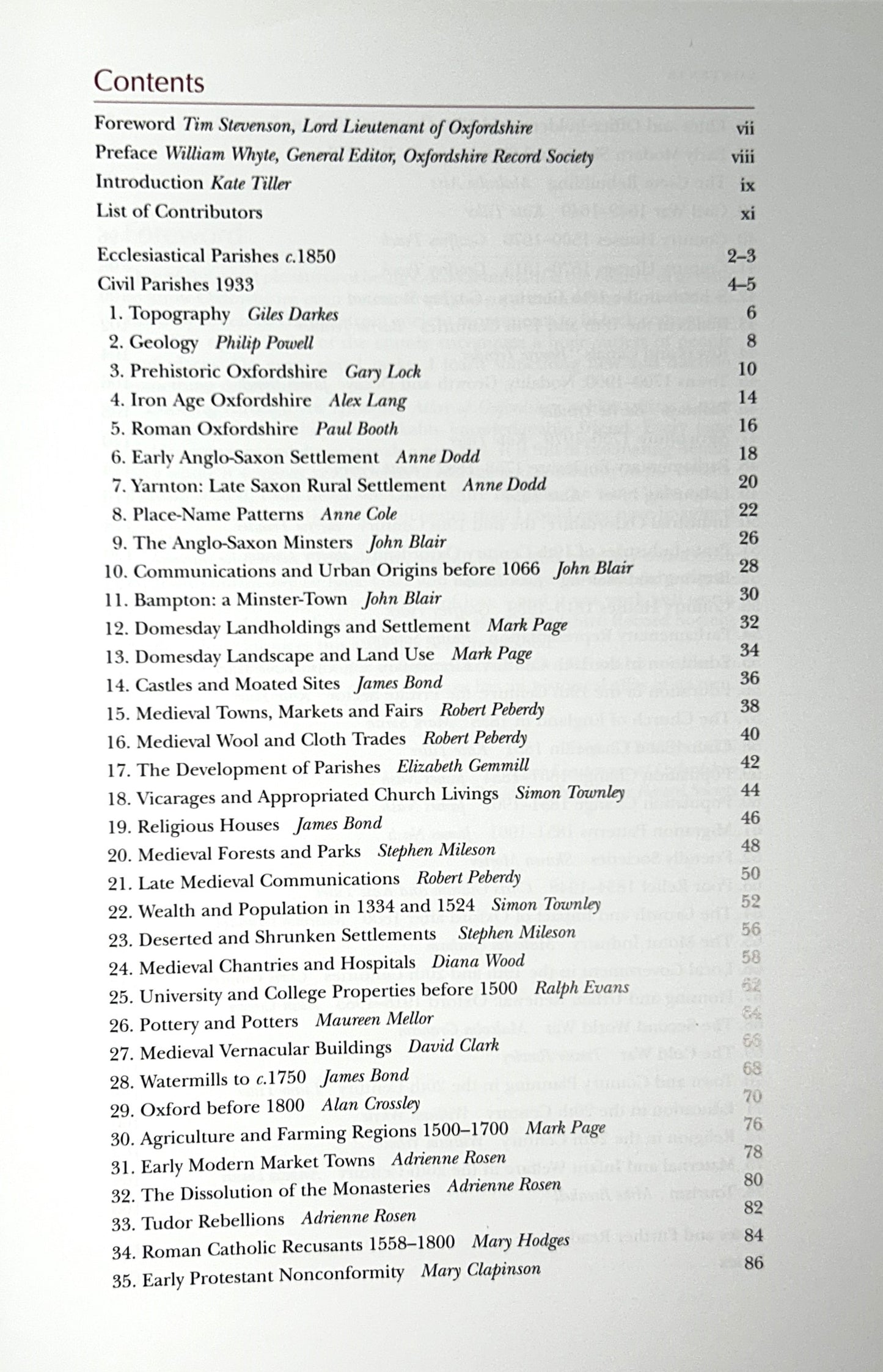 An Historical Atlas of Oxfordshire by Kate Tiller v& Giles Darkes 2010