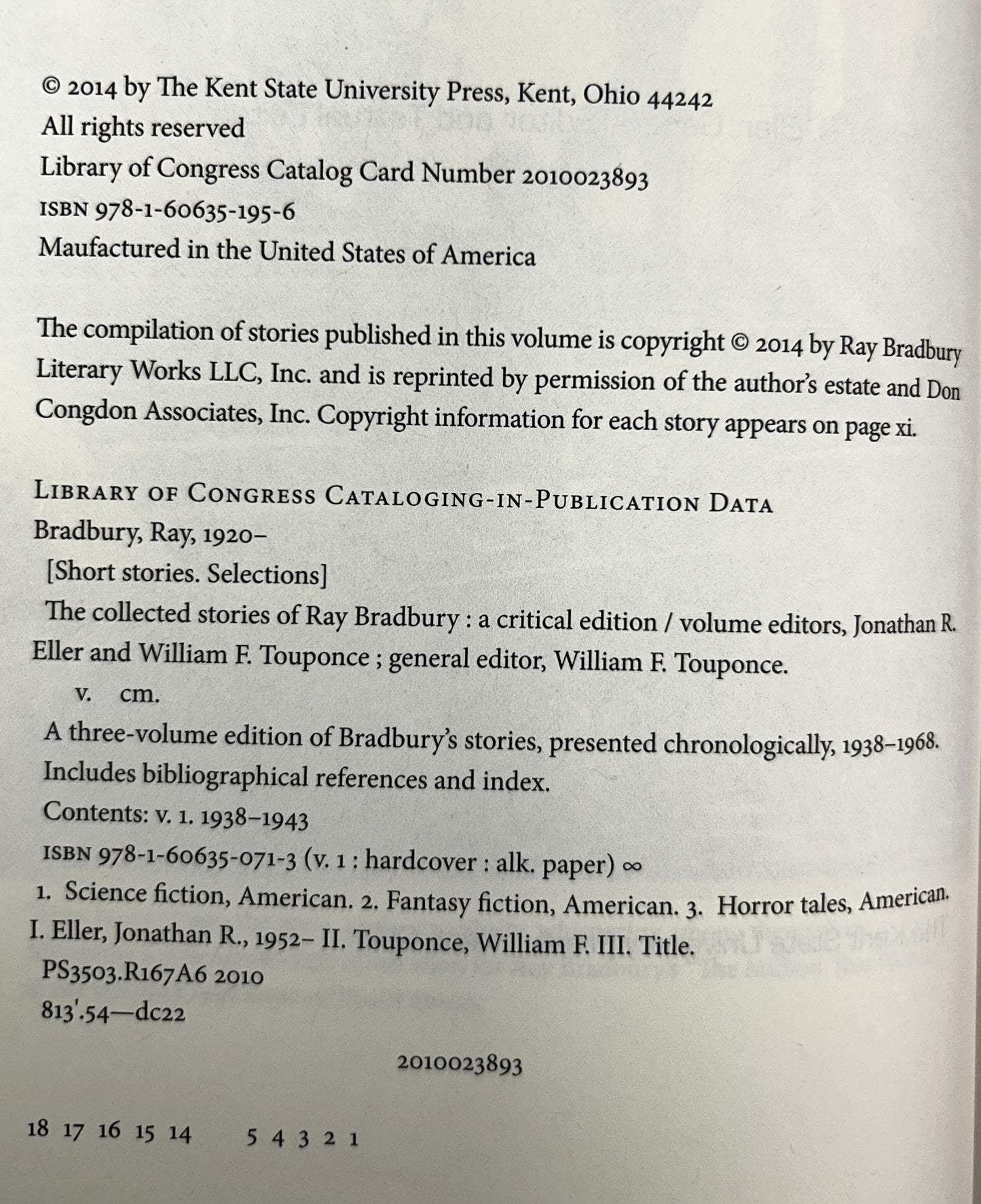 Set of 2 Collected Stories of Ray Bradbury 2010-2014