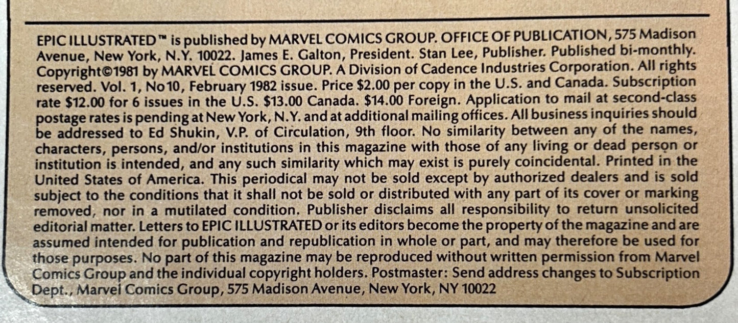 Epic Illustrated Magazine February 1982