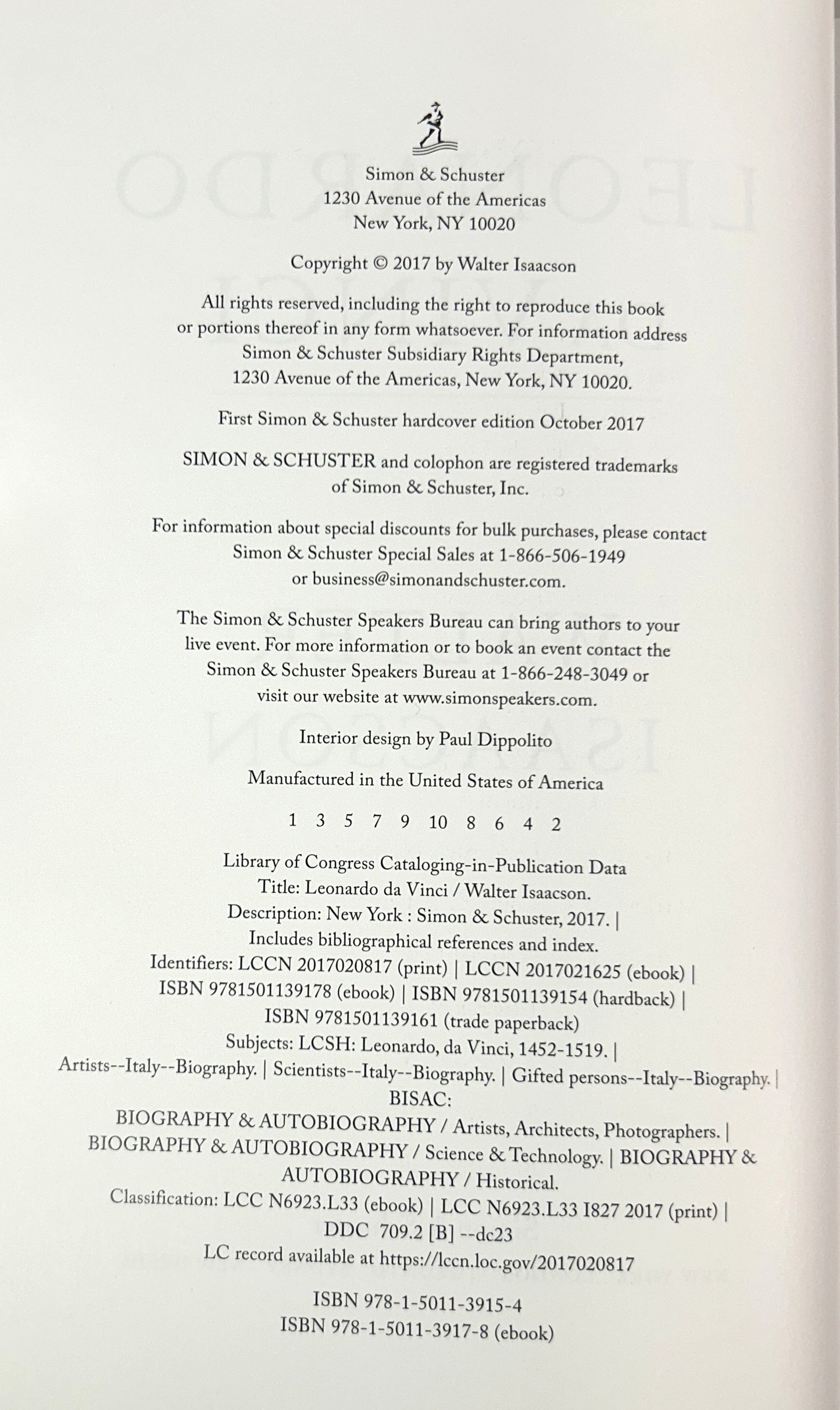 Leonardo Da Vinci by Walter Isaacson 2017 SIGNED 1st Edition